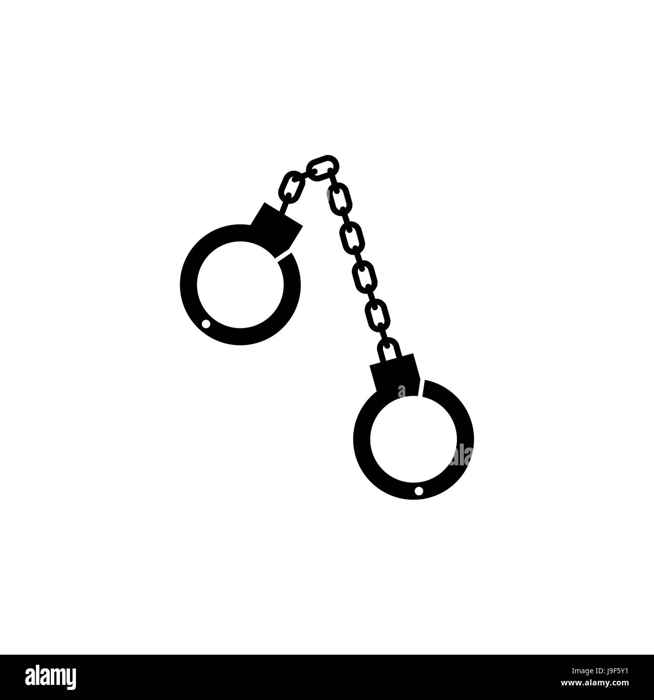 Handcuffs isolated. Police accessory on white background Stock Vector