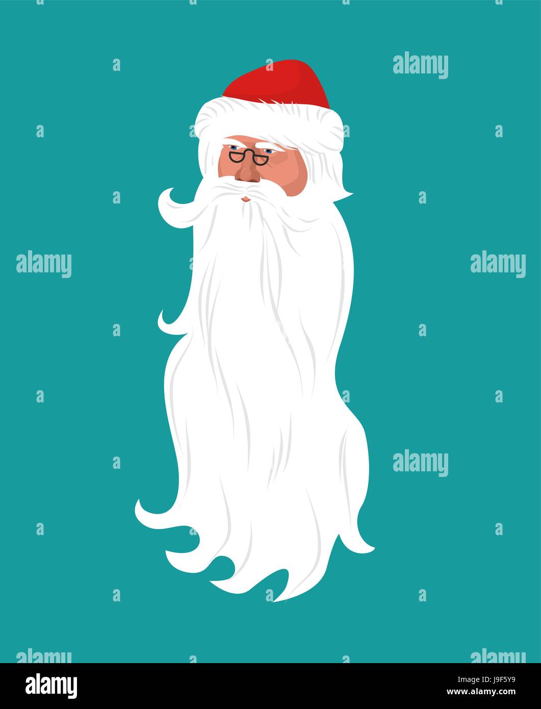 Santa Claus face isolated. grandfather head with white beard Stock Vector