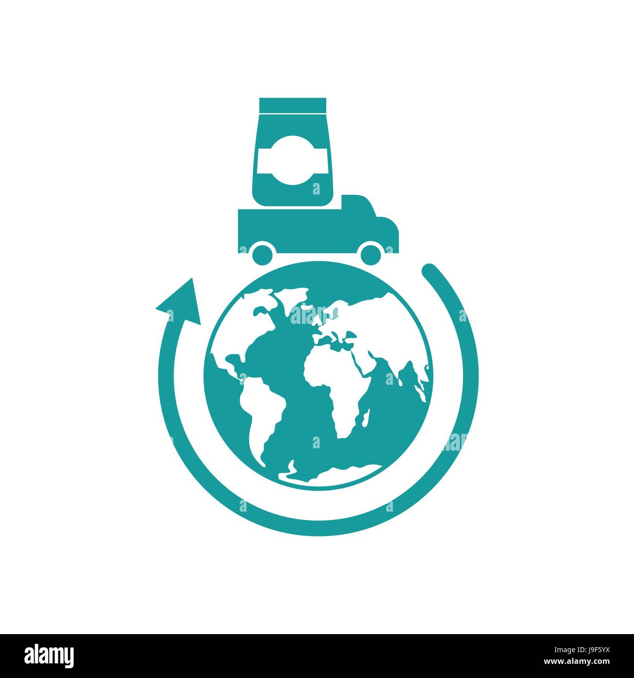 Logistics Icon. Delivery sign. truck carries goods earth Stock Vector ...