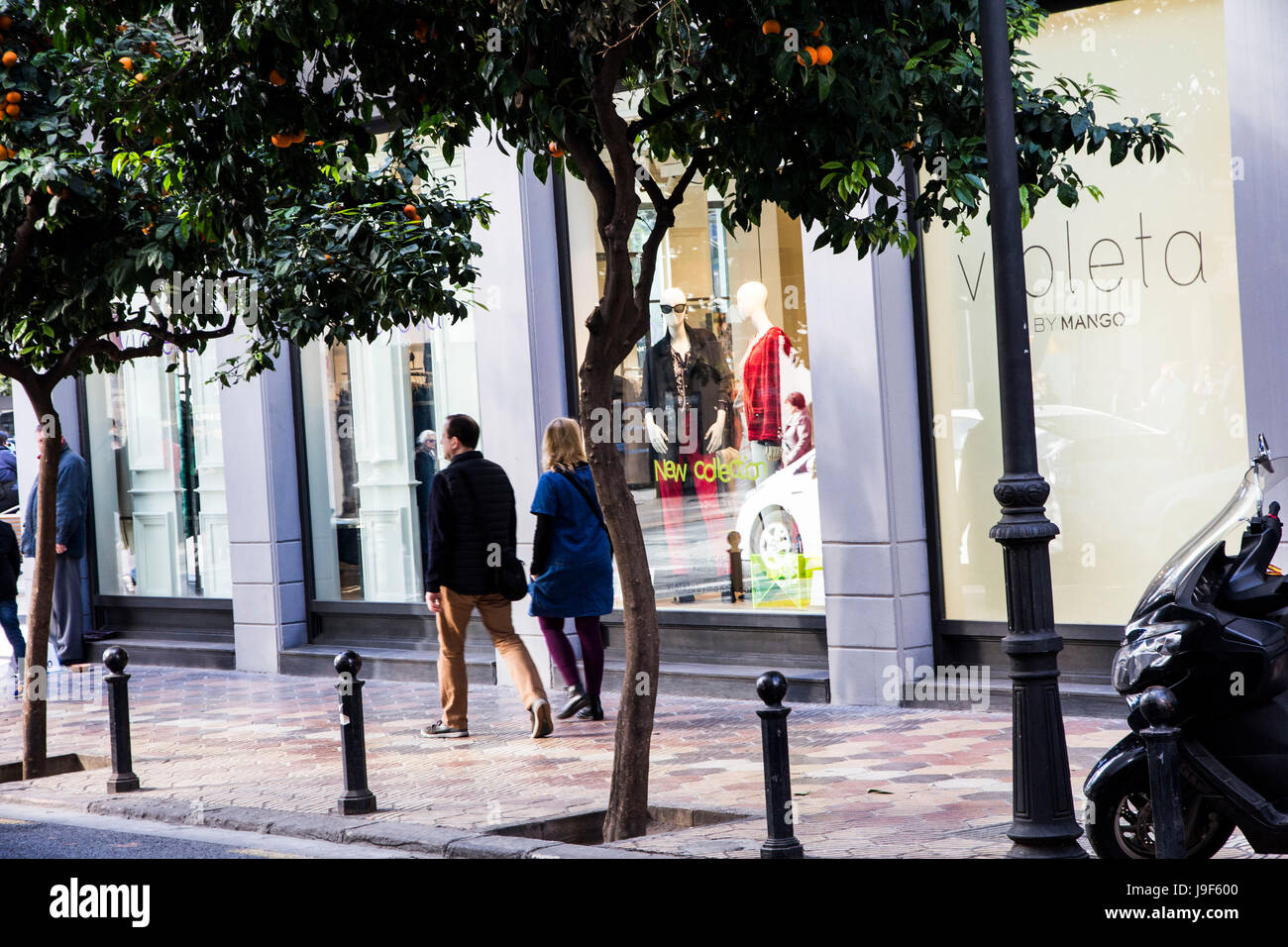 Barcas is a popular shopping street in Valencia, Spain. Stock Photo