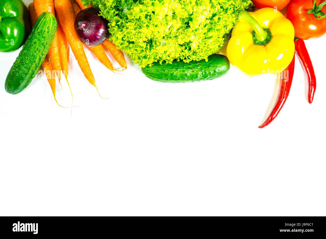 Frame of fresh vegetables on white background Stock Photo - Alamy