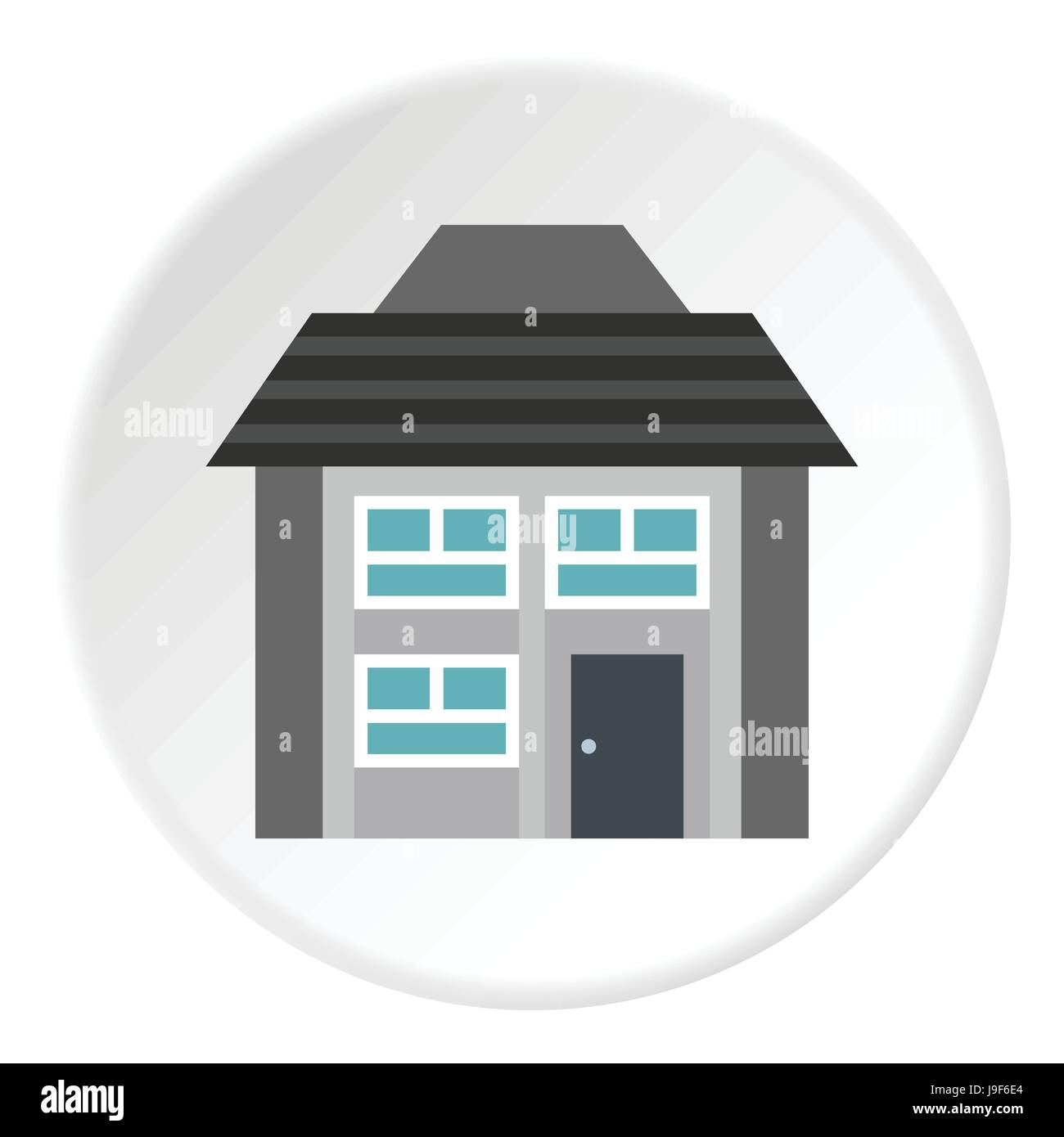 Two storey house with sloping roof icon Stock Vector