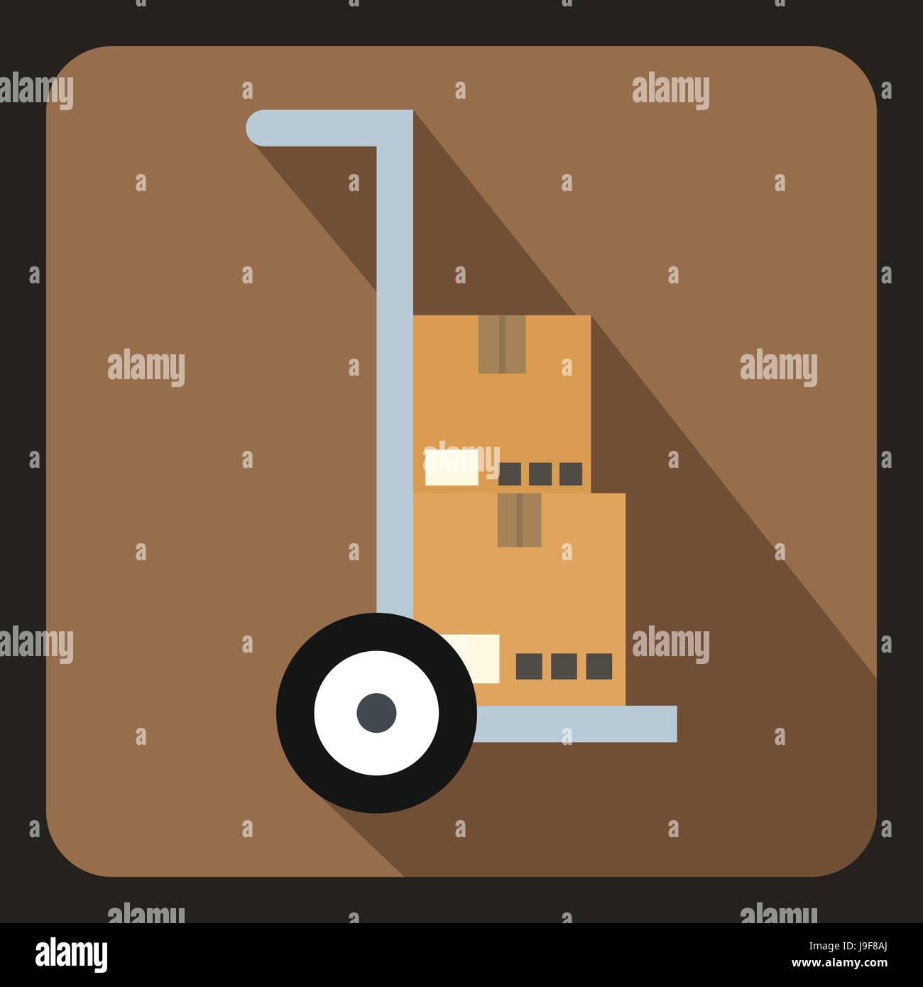 Truck with boxes icon, flat style Stock Vector