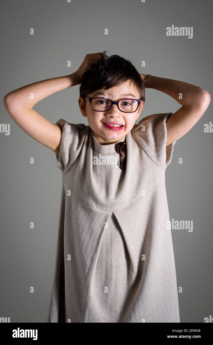 Portrait of beautiful young child with Rett syndrome Stock Photo