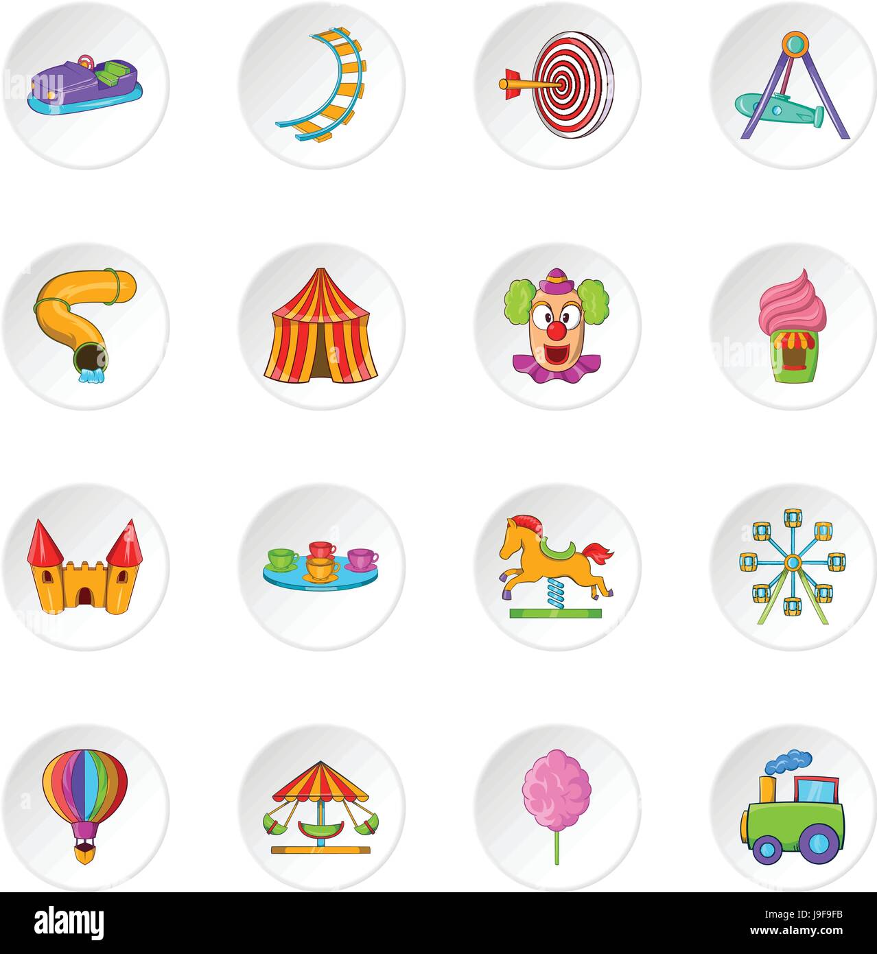 Amusement park icons, cartoon style Stock Vector Image & Art - Alamy
