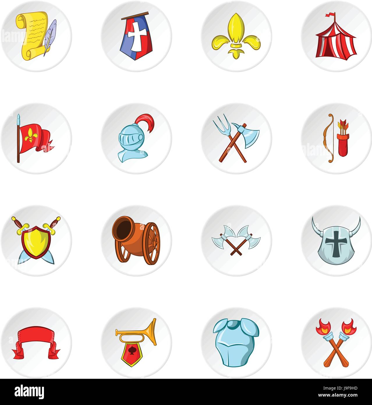 Knight icons, cartoon style Stock Vector