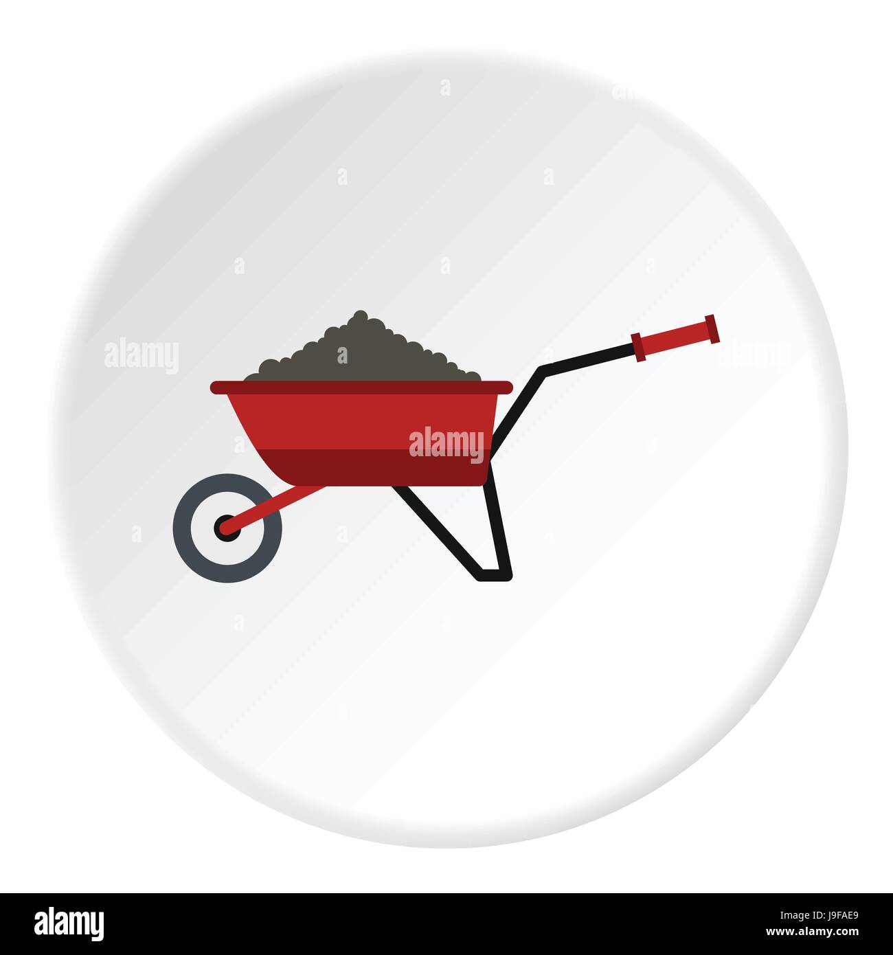 Garden wheelbarrow with earth icon, flat style Stock Vector Image & Art ...