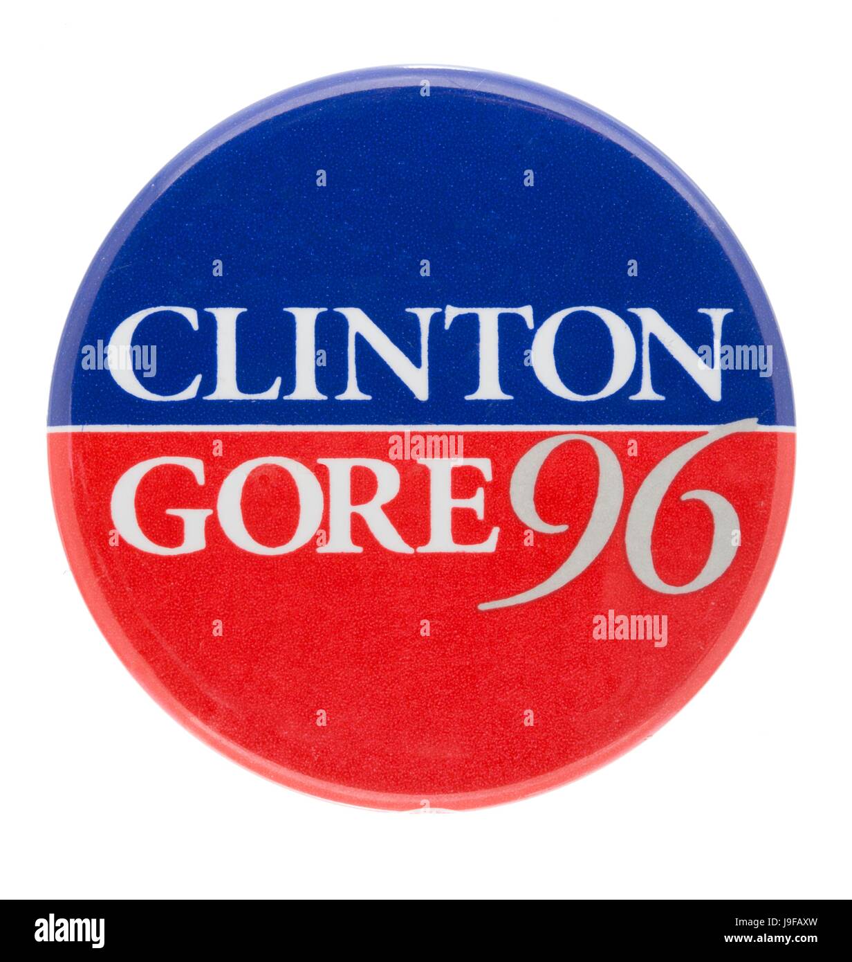 A 1996 US presidential campaign button for democrat incumbents Bill Clinton and Al Gore Stock Photo