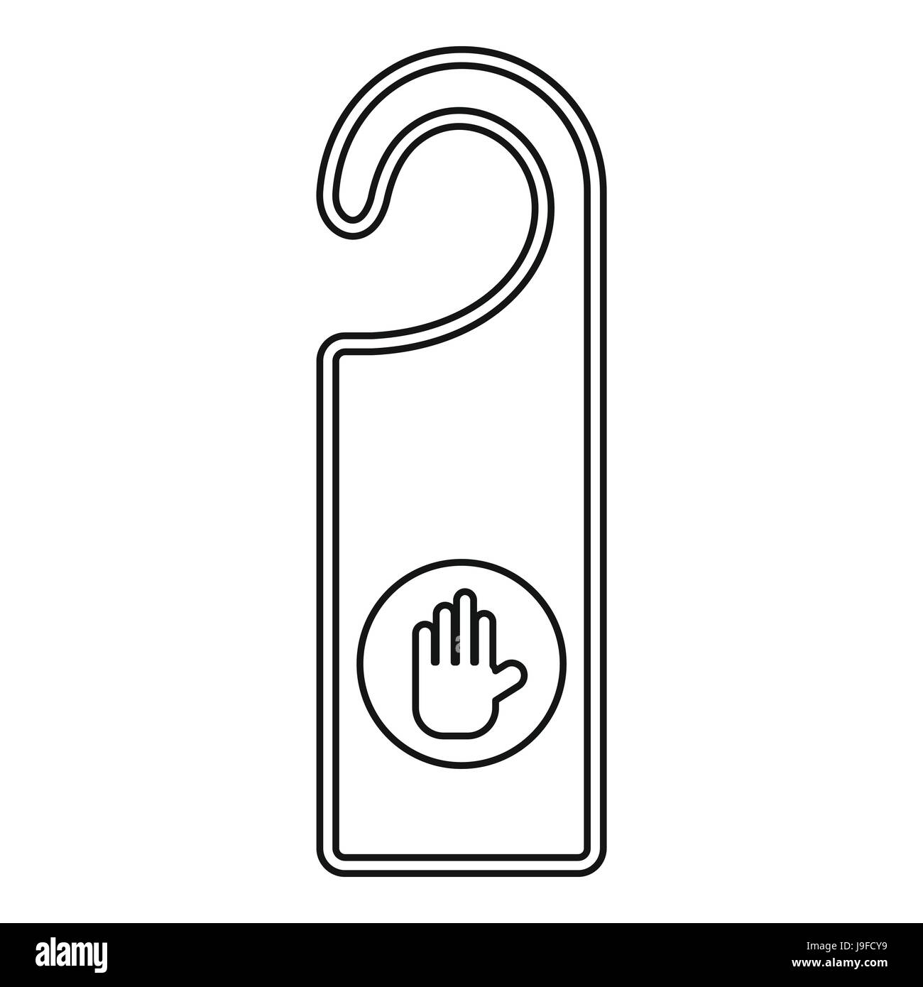Hotel door hanger tag icon, outline style Stock Vector