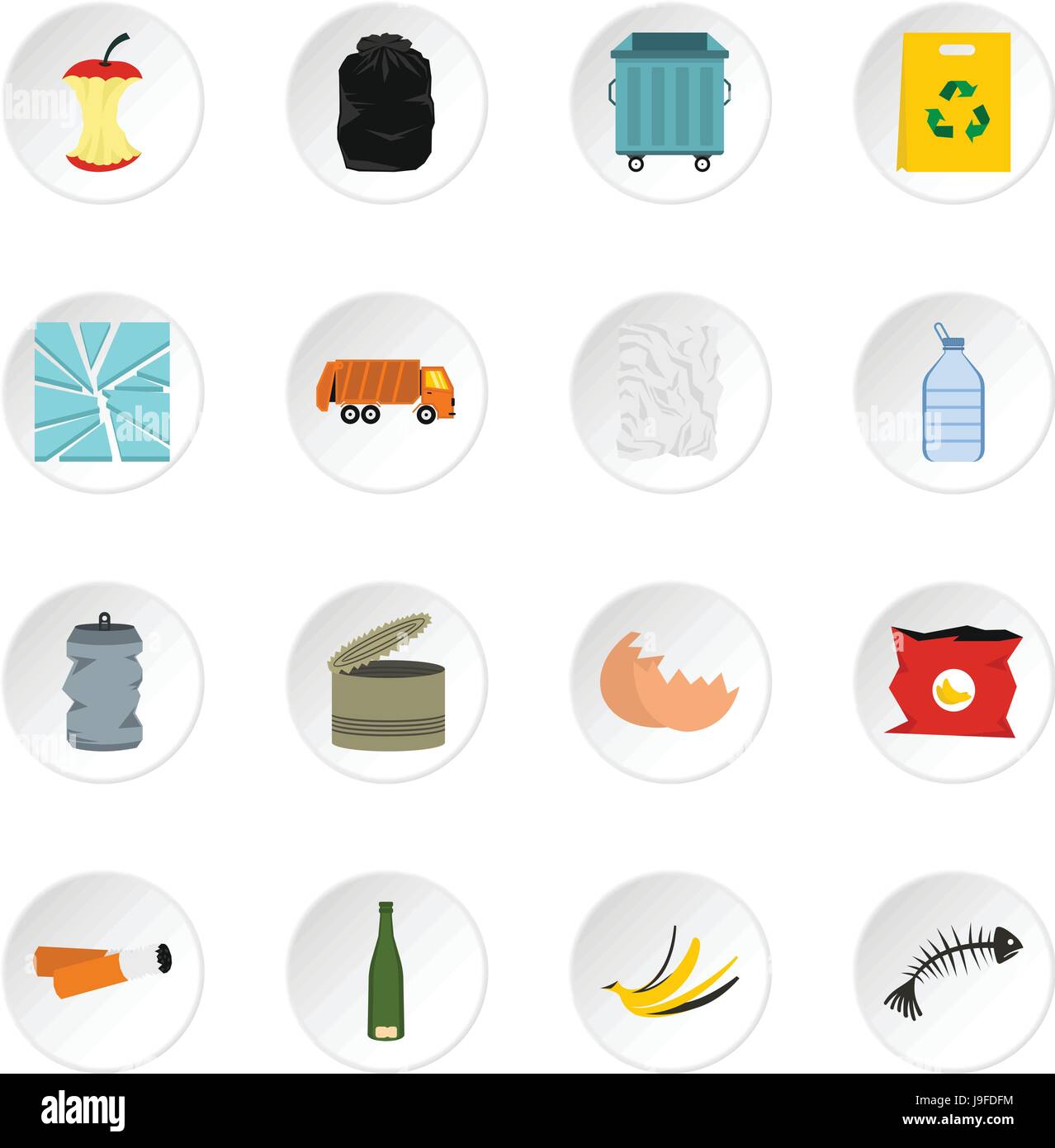 Garbage icons set, flat style Stock Vector Image & Art - Alamy