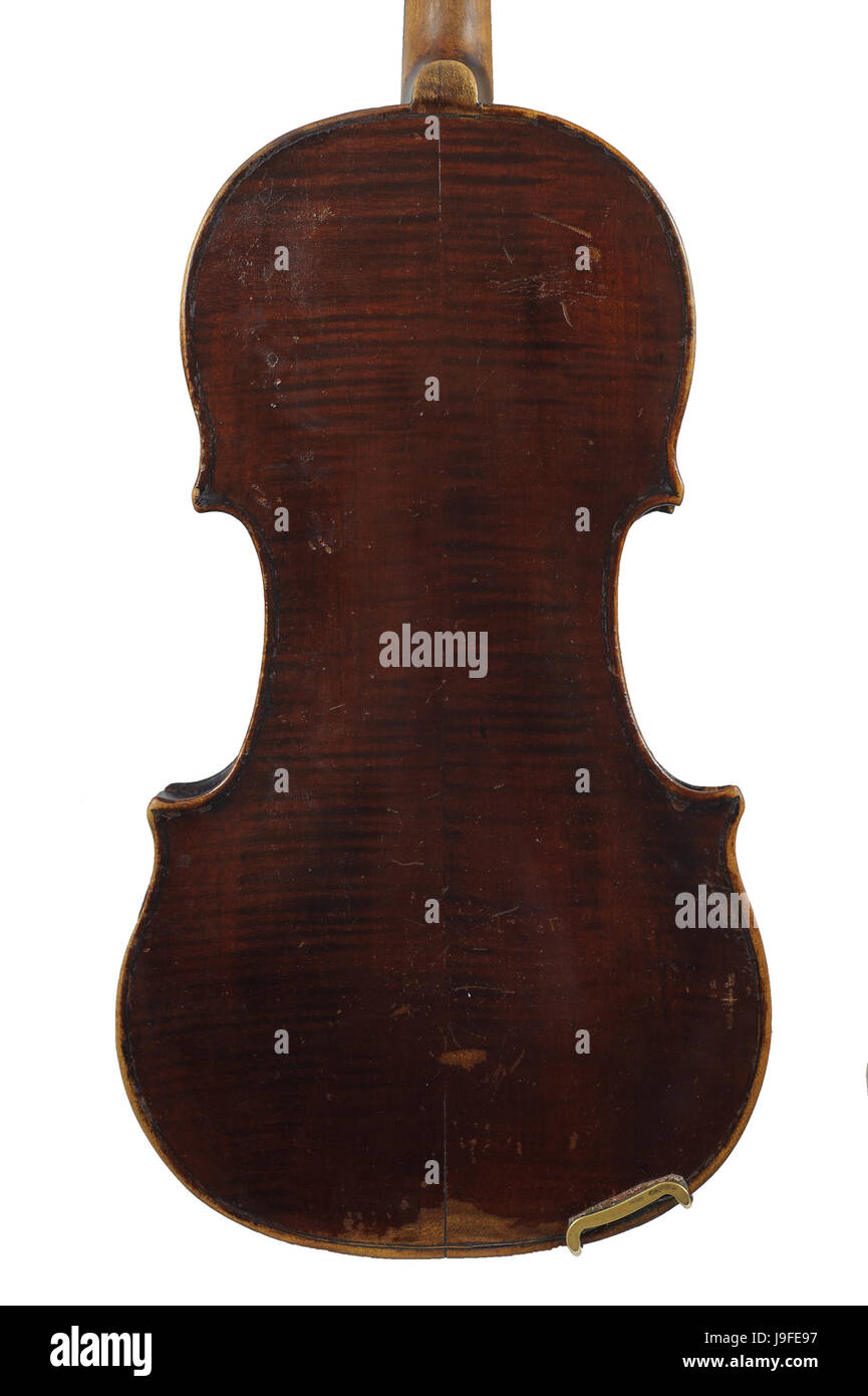 one violin image .old brown stringed wooden instrument isolated on the ...