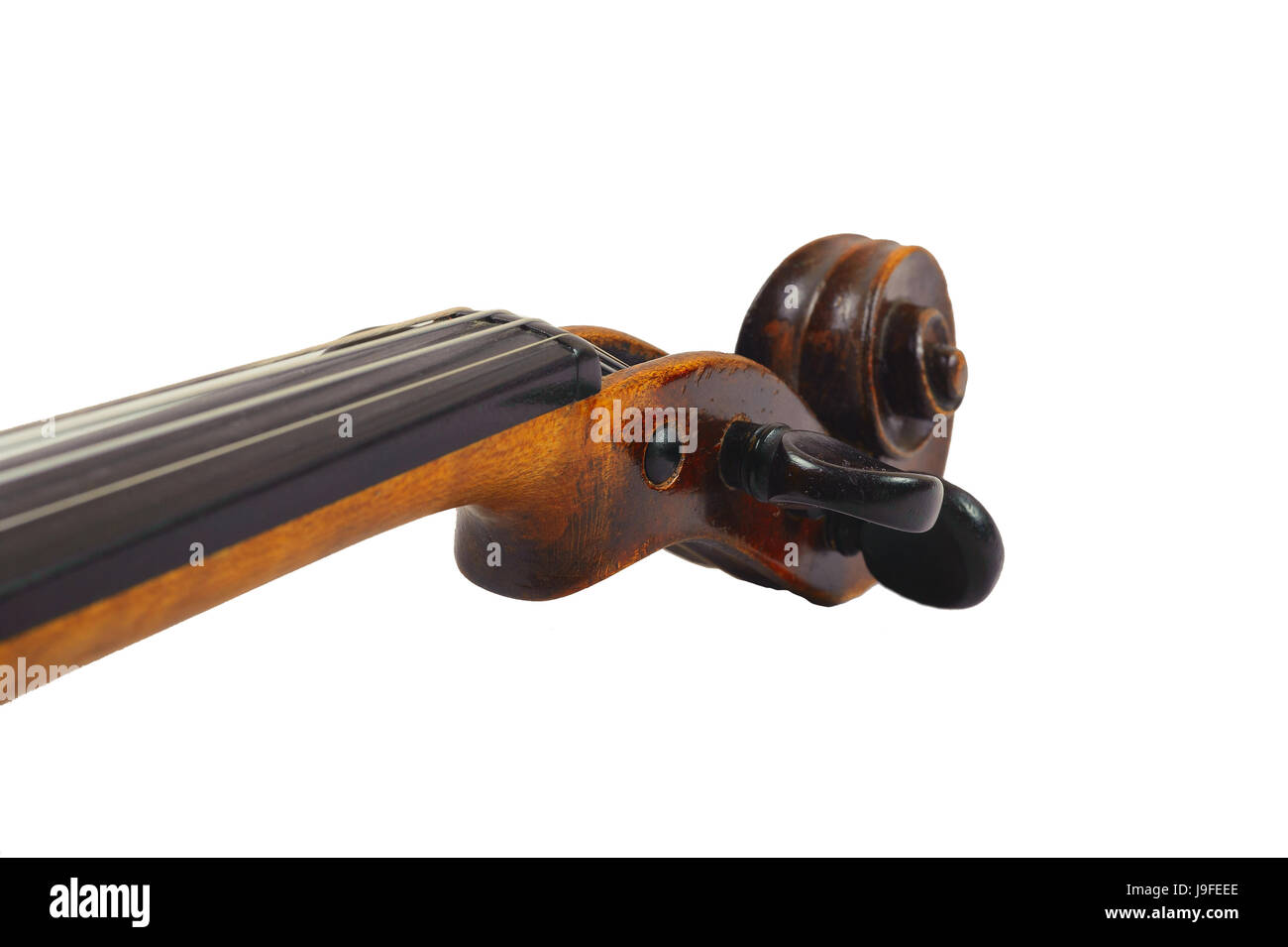 one violin image .old brown stringed wooden instrument close up view ...