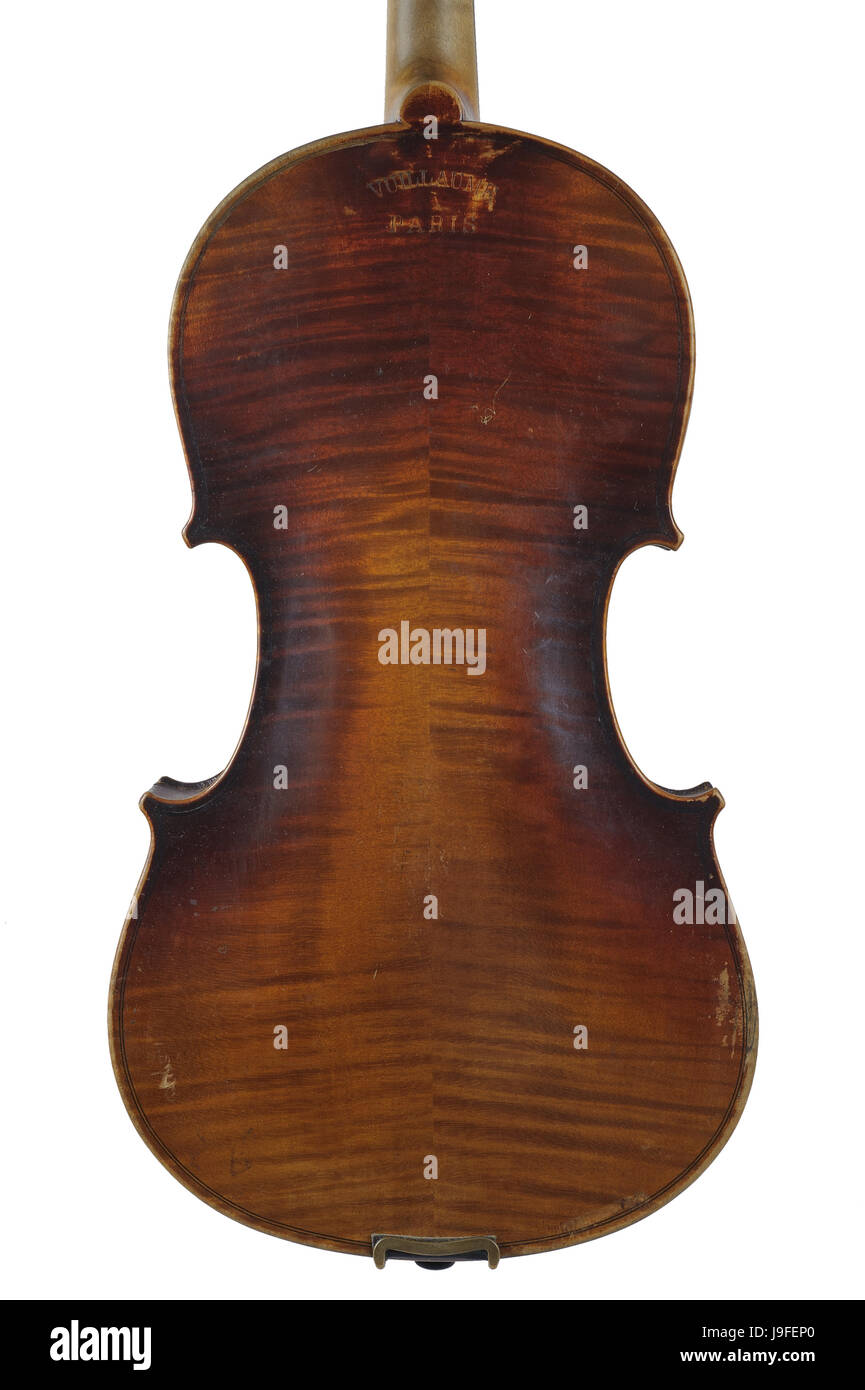 one violin image .old brown stringed wooden instrument isolated on the ...