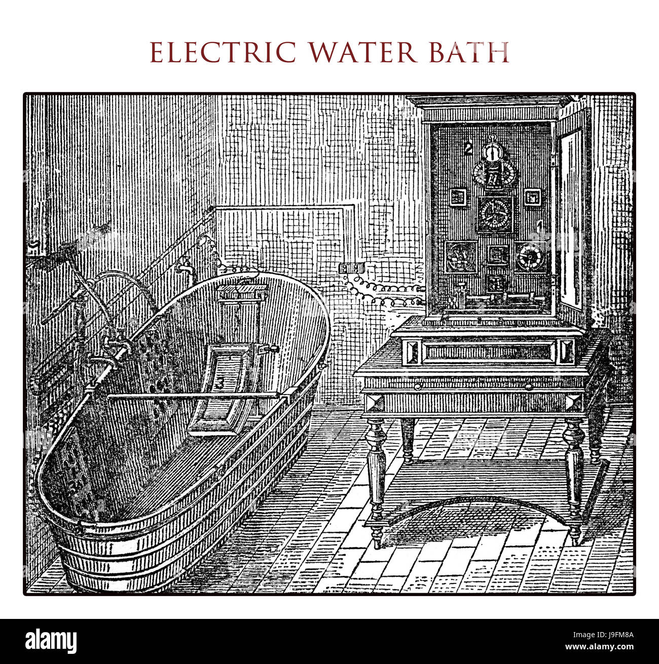 Electric water bath,vintage illustration Stock Photo