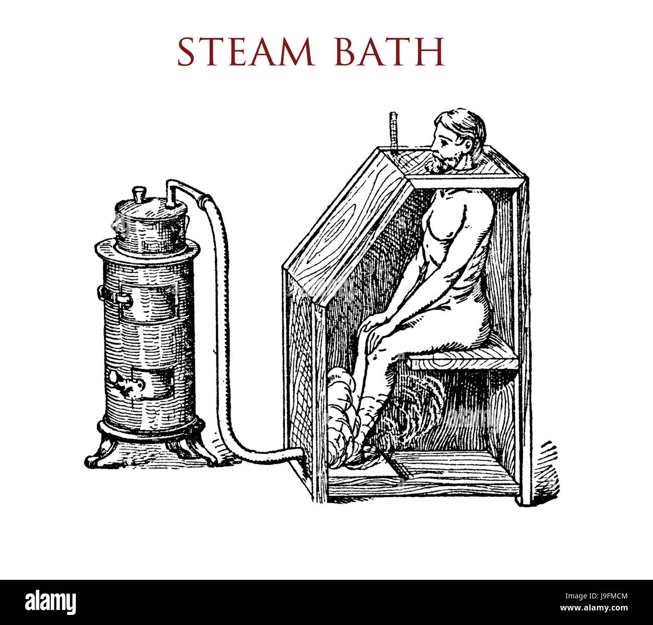 Fullbody steam bath device, vintage illustration Stock Photo Alamy
