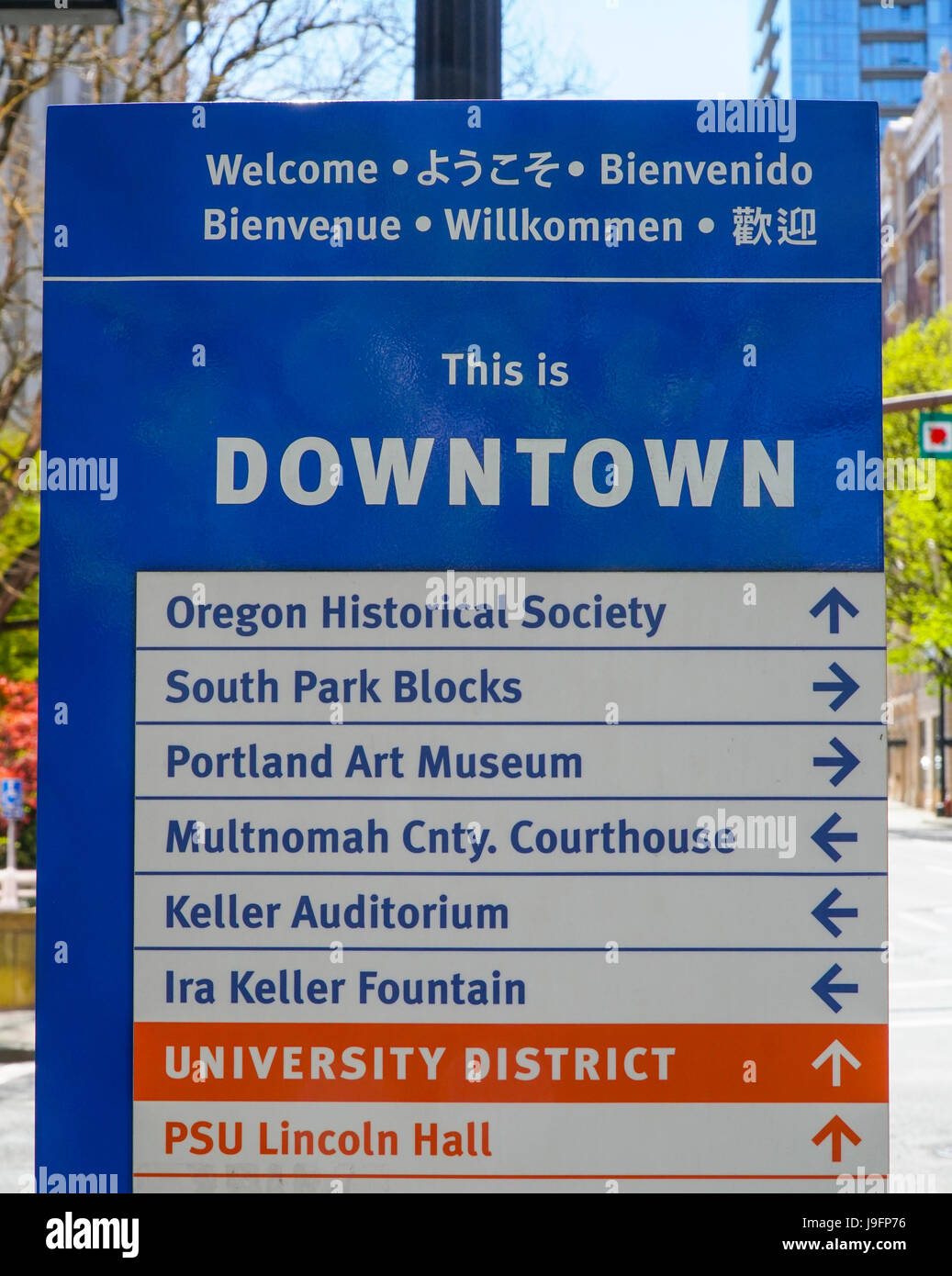 to Portland Downtown direction signs in the city PORTLAND