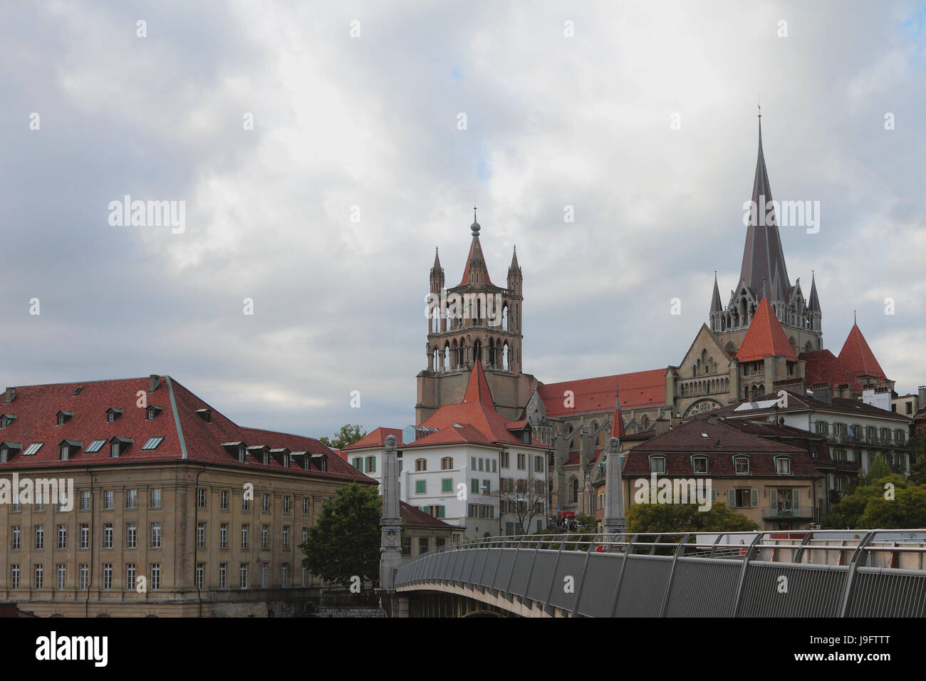 City and cathedral. Lausanne, Switzerland Stock Photo