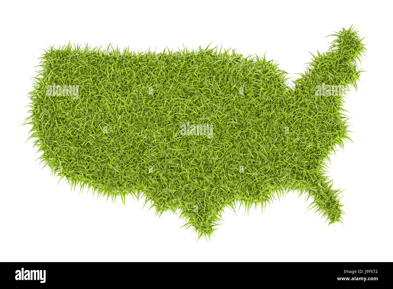 United States of America map from green grass, 3D rendering isolated on white background Stock Photo