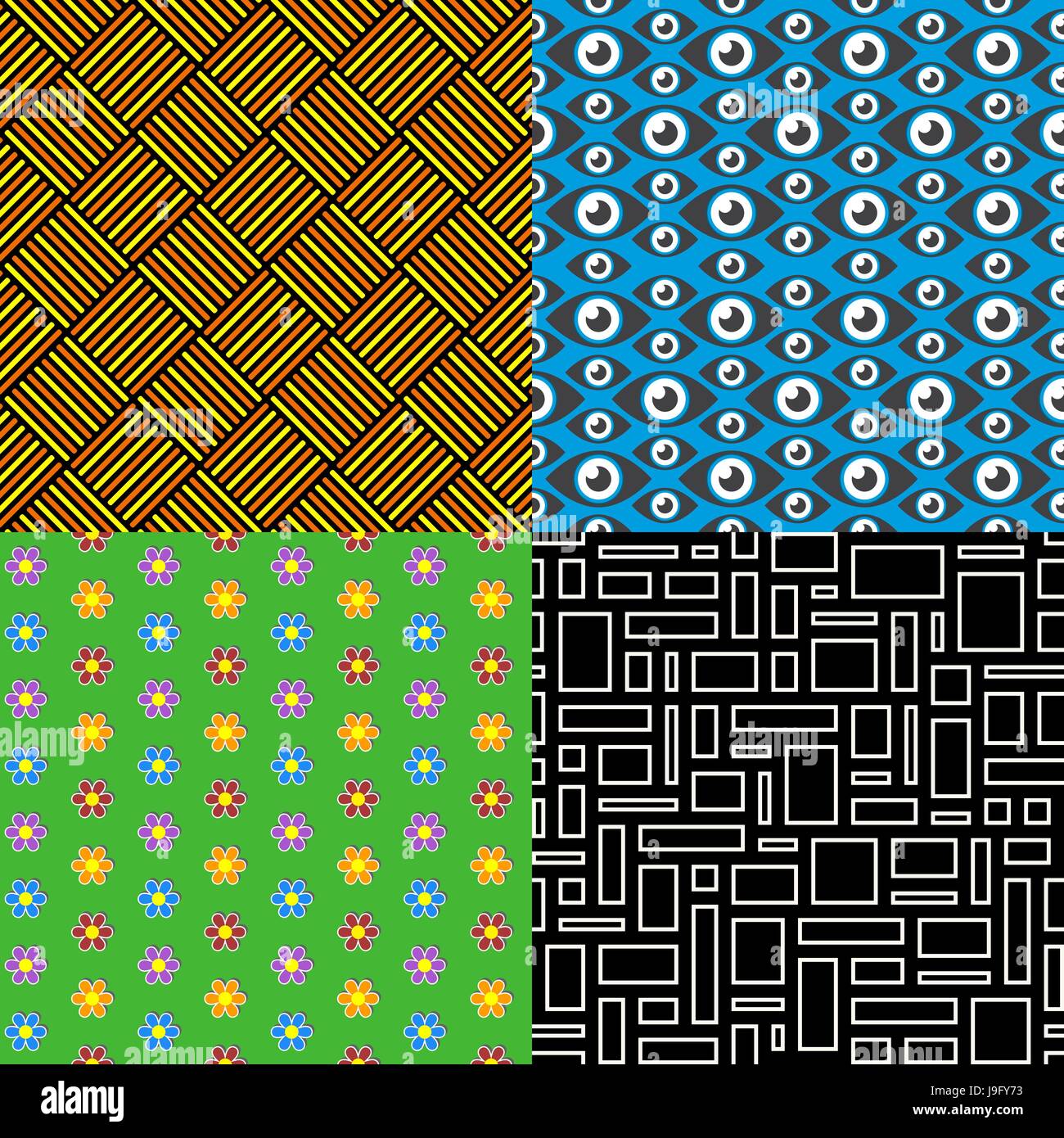 Seamless patterns. Set 7. Abstract colorful. Vector Illustration Stock ...