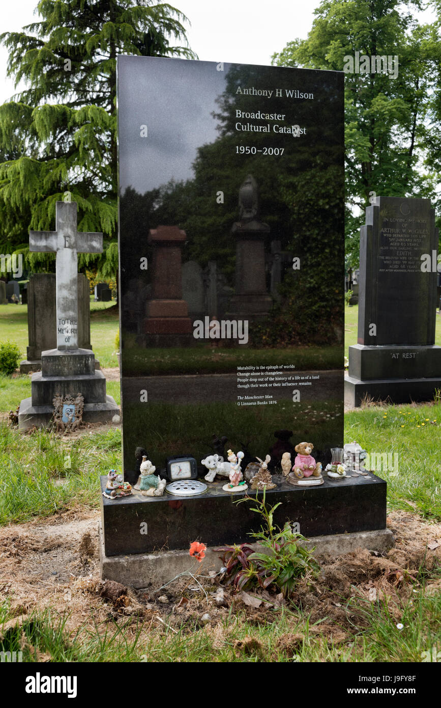 Grave of Tony Wilson, The Southern Cemetery, Manchester, UK Stock Photo