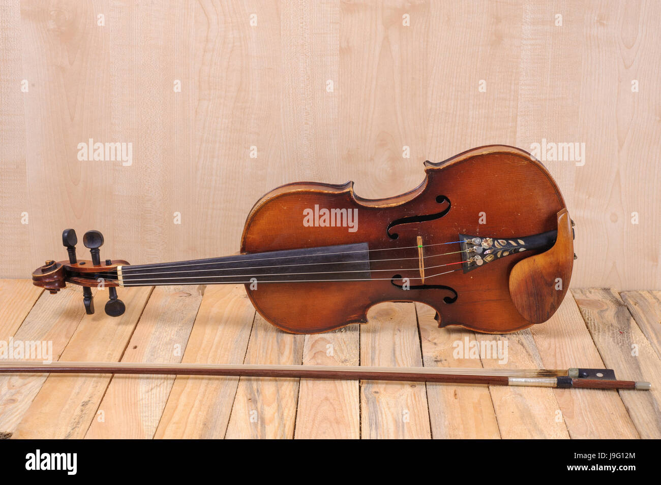 one violin image .old brown stringed wooden instrument isolated on the ...