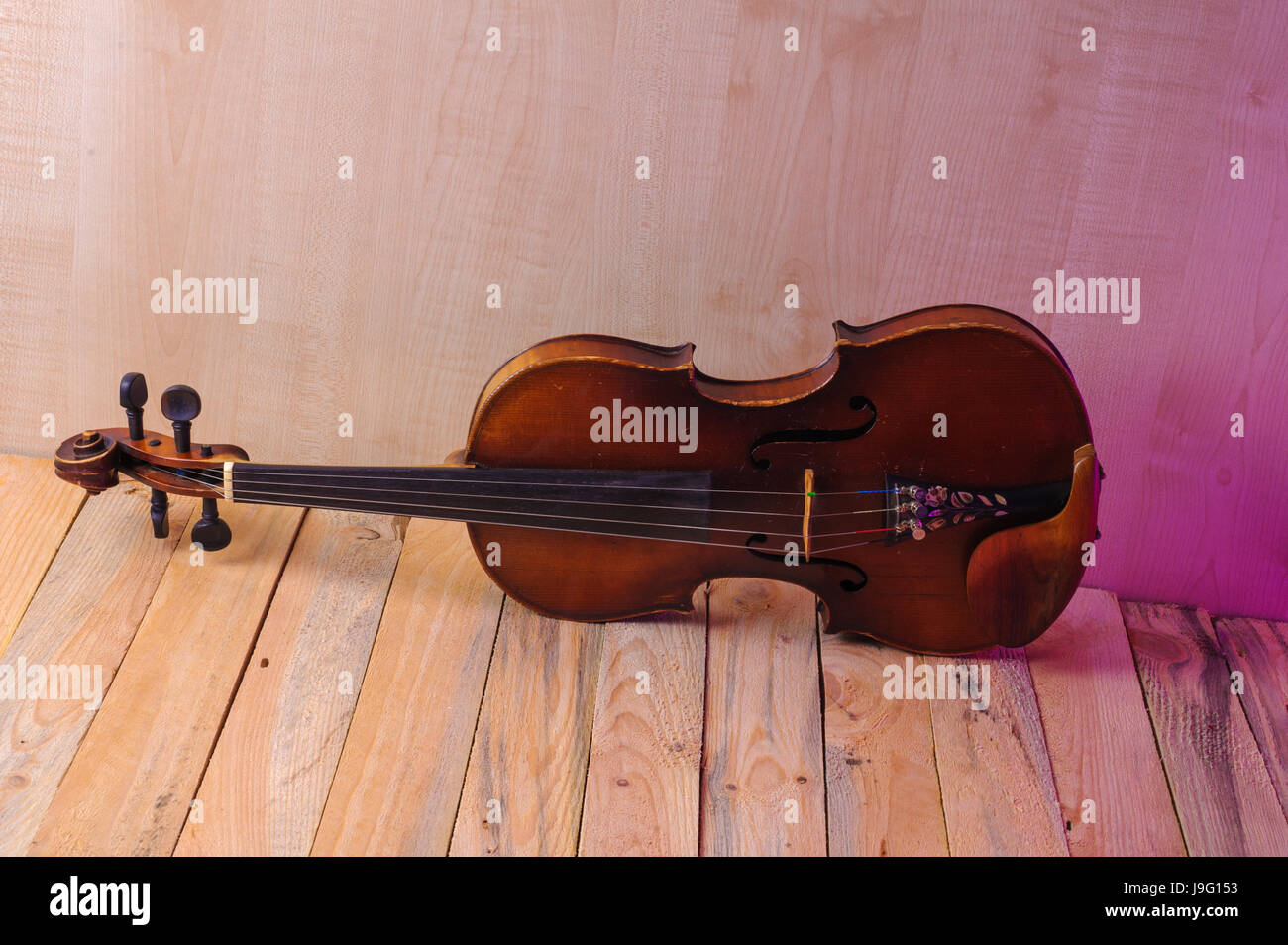 one violin image .old brown stringed wooden instrument isolated on the ...