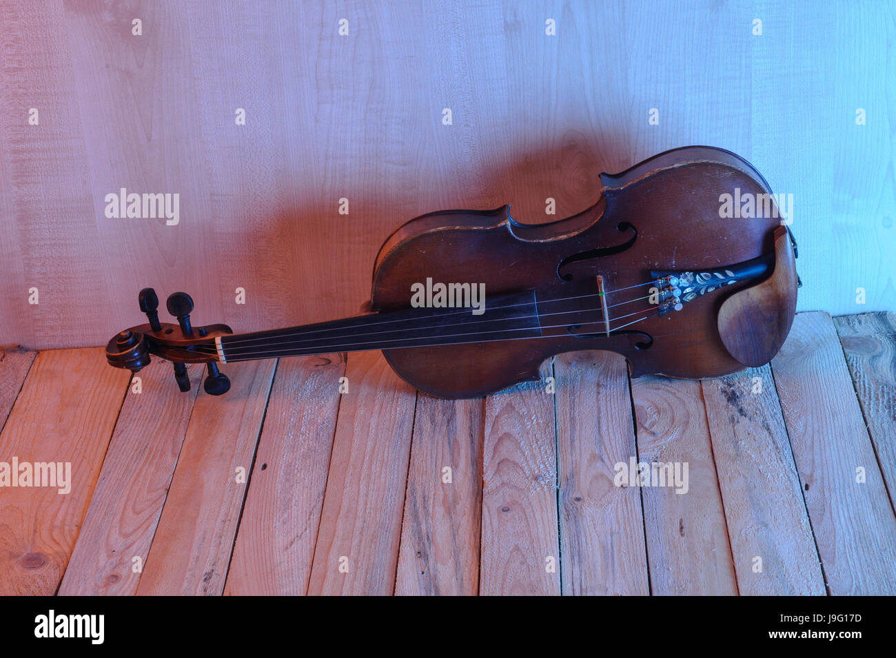 one violin image .old brown stringed wooden instrument isolated on the ...