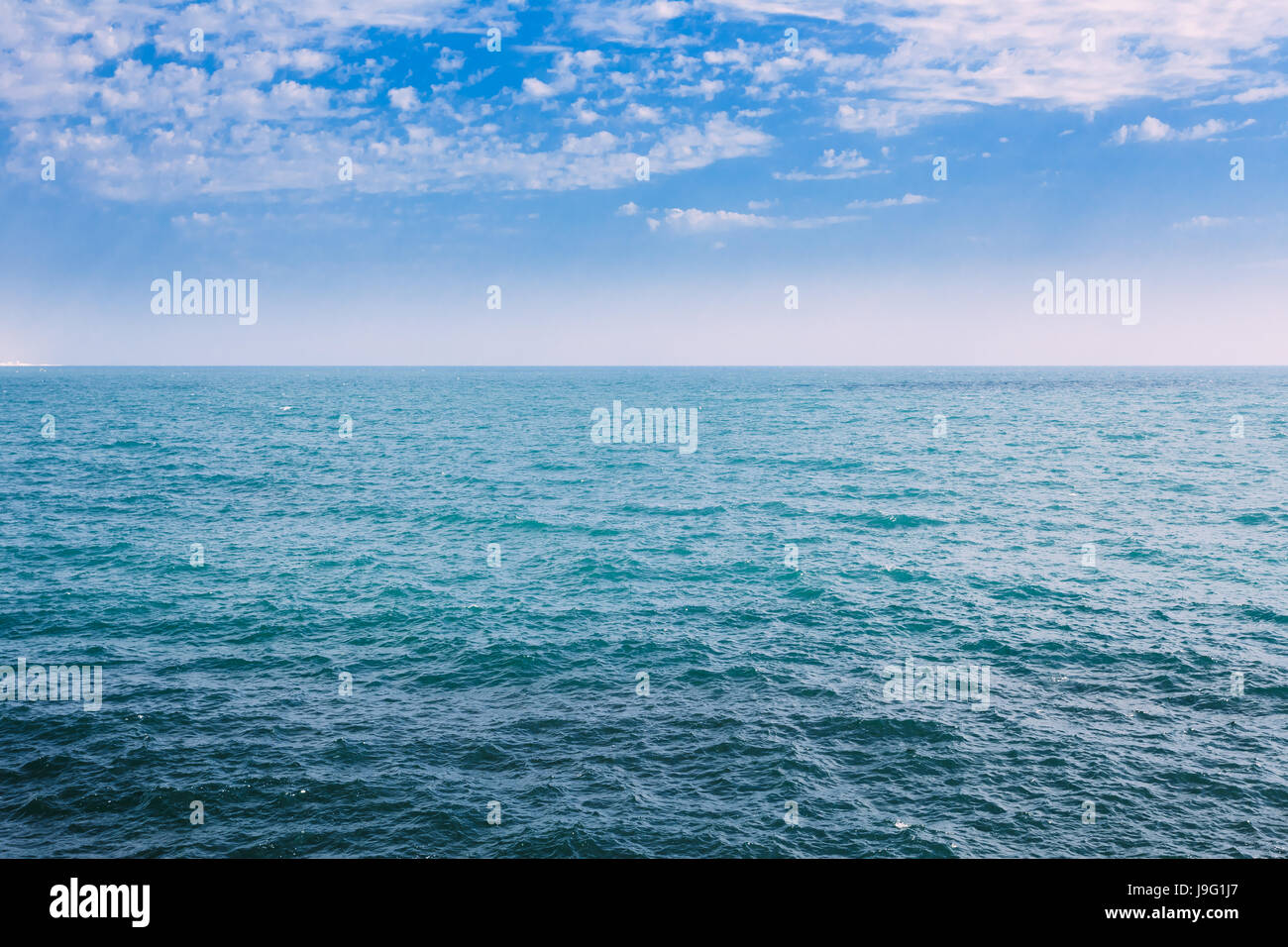 Sea Ocean And Blue Sky Background With Cloudscape in Summer Stock Photo ...