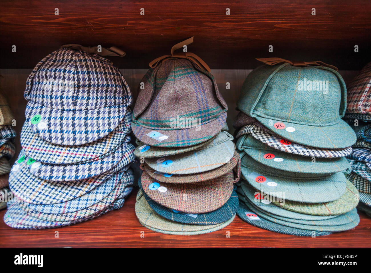 England, London, 221B Baker Street, Sherlock Holmes Museum, Souvenir Shop, Deerstalker Hats Stock Photo