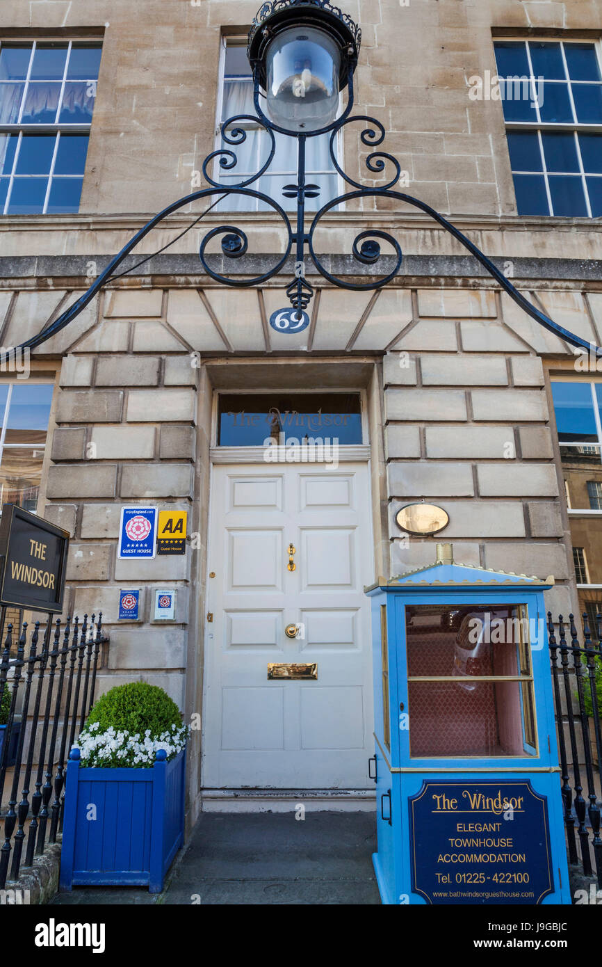 England, Somerset, Bath, Great Pulteney Street, Hotel Entrance Doorway ...