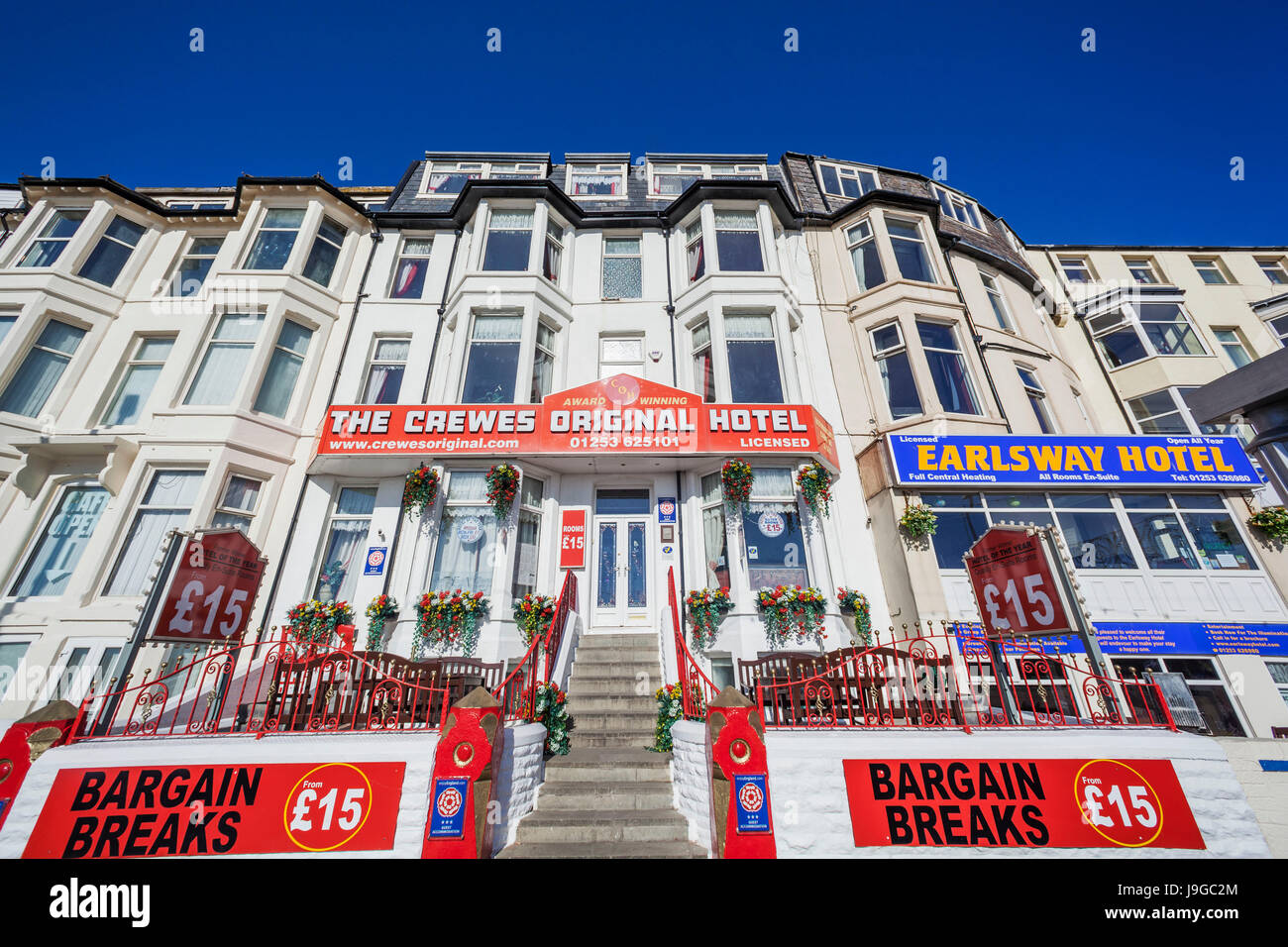 England, Lancashire, Blackpool, Seafront Guest Houses Stock Photo Alamy