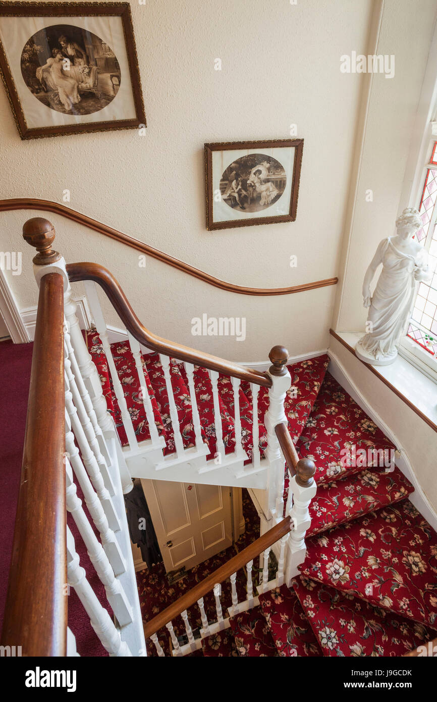 England, Cornwall, Marazion, Typical Guesthouse Stairwaay Stock Photo