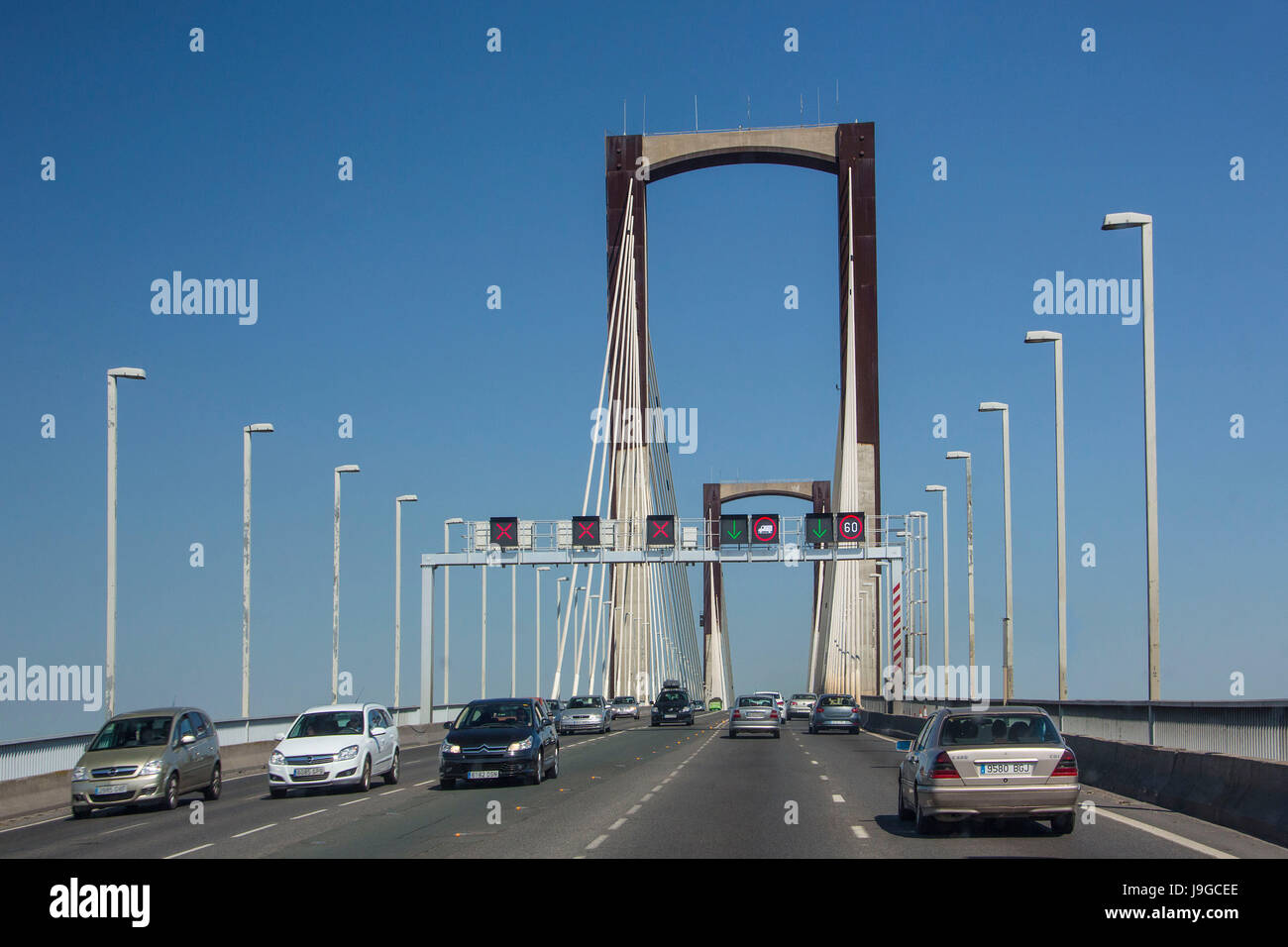 Spain, Andalucia Region, Sevilla City, V Centenary Bridge, Stock Photo