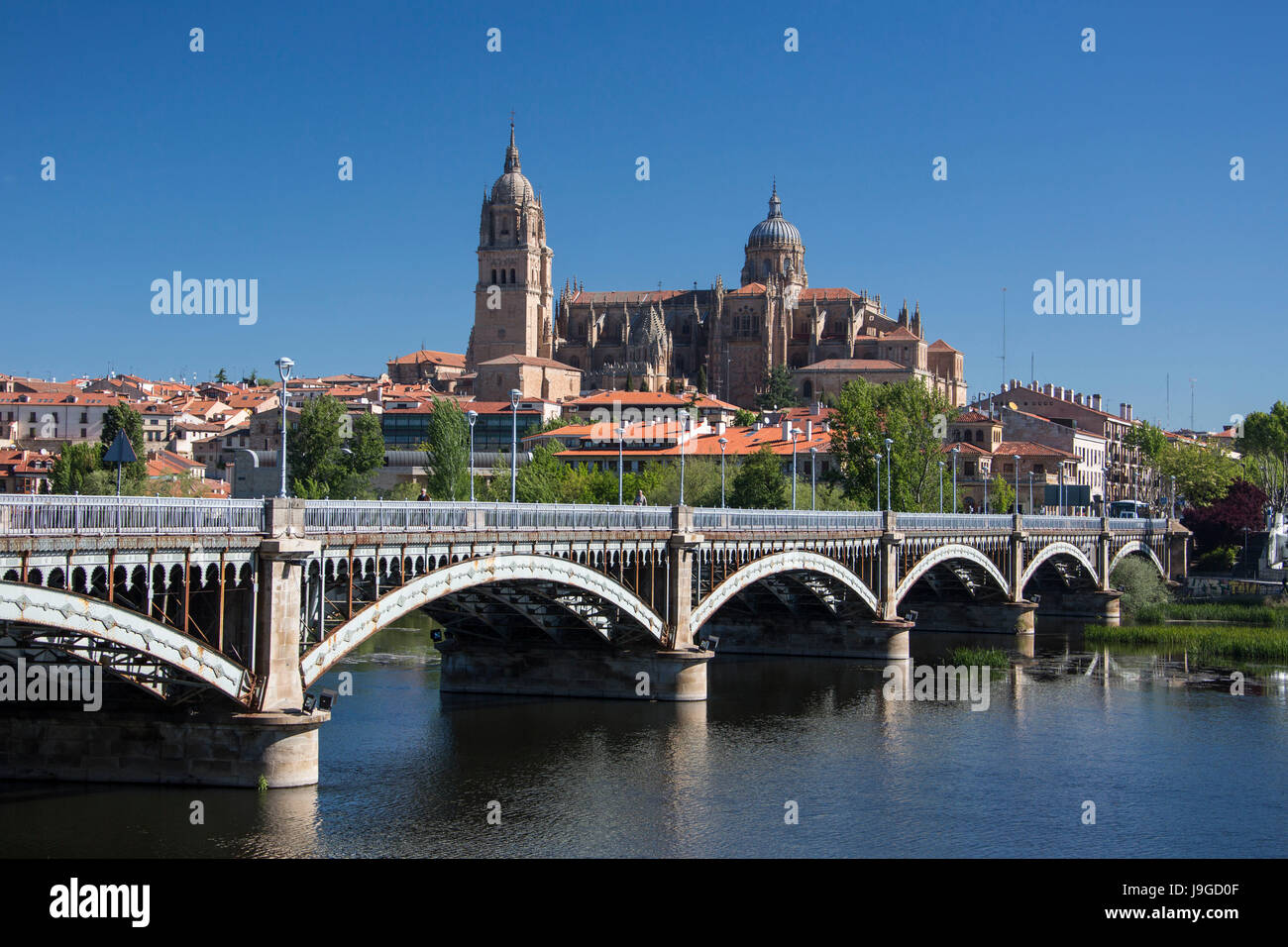 Spain, Castilla Leon Community, Salamanca City, Salamanca Cathedral, Tormes River, Stock Photo