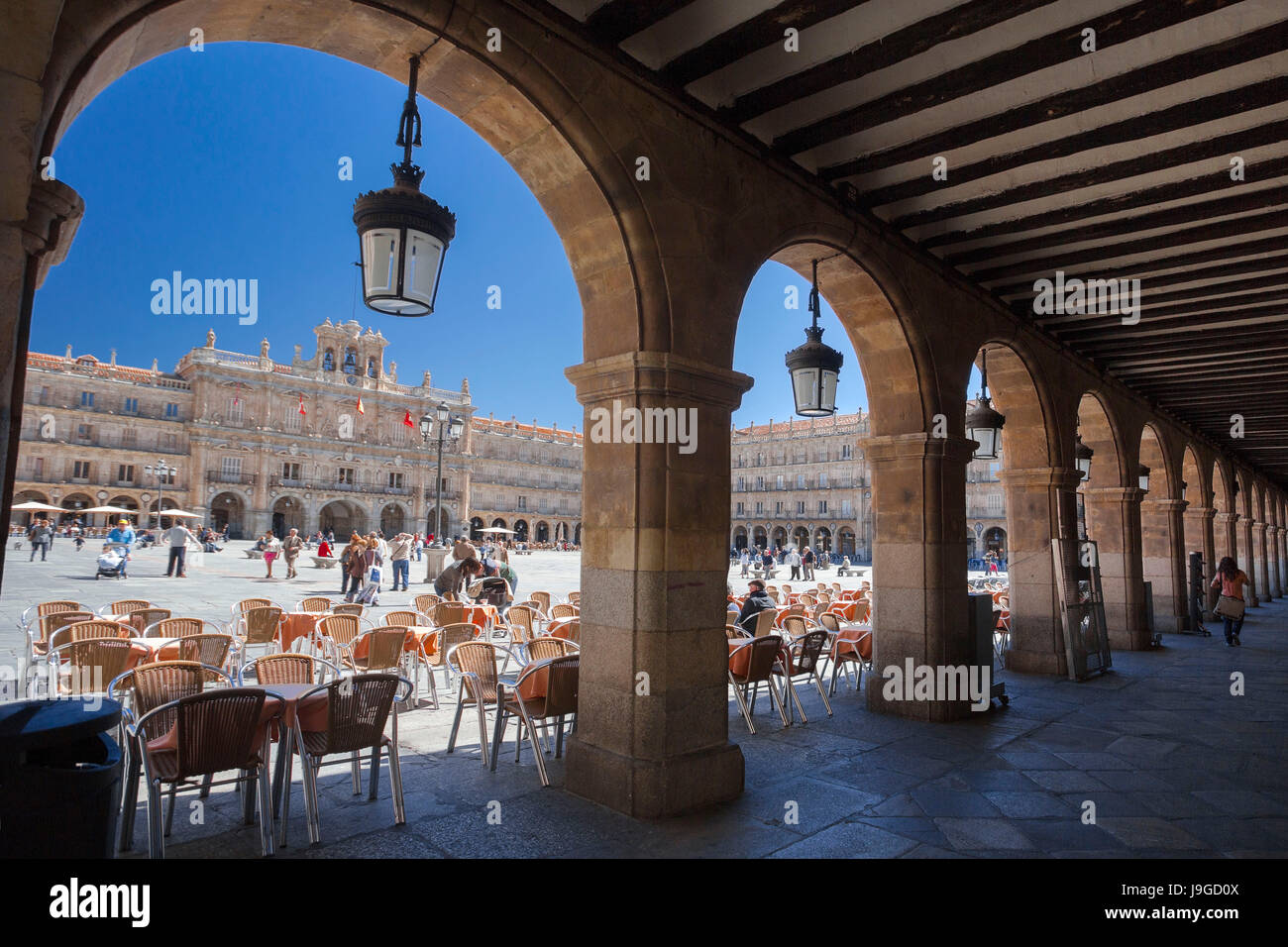 Spain, Castilla Leon Community, Salamanca City, Mayor Square, Stock Photo