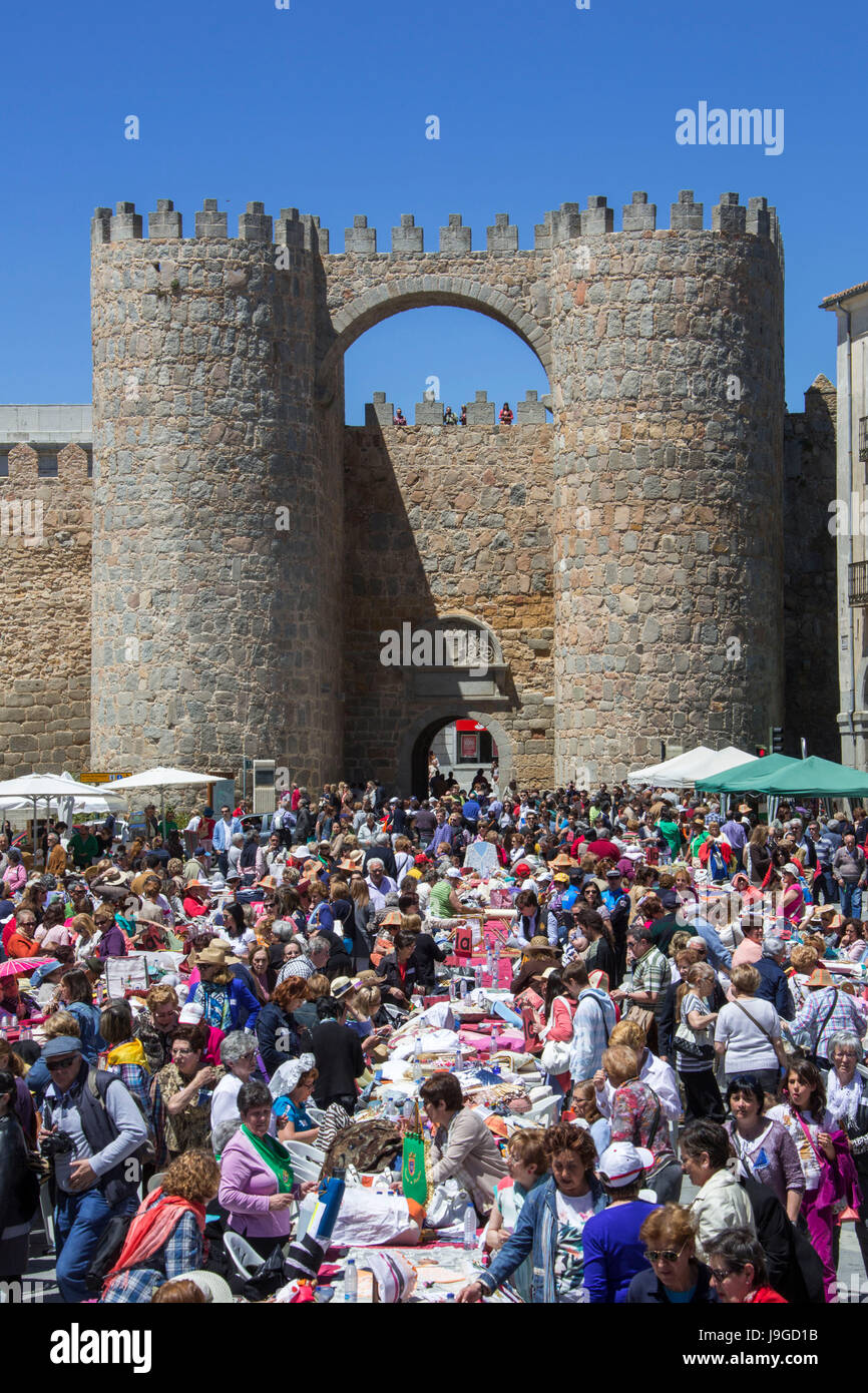 Spain, Castilla Leon Community, Avila City, Alcazar Gate, Lace contest, Stock Photo