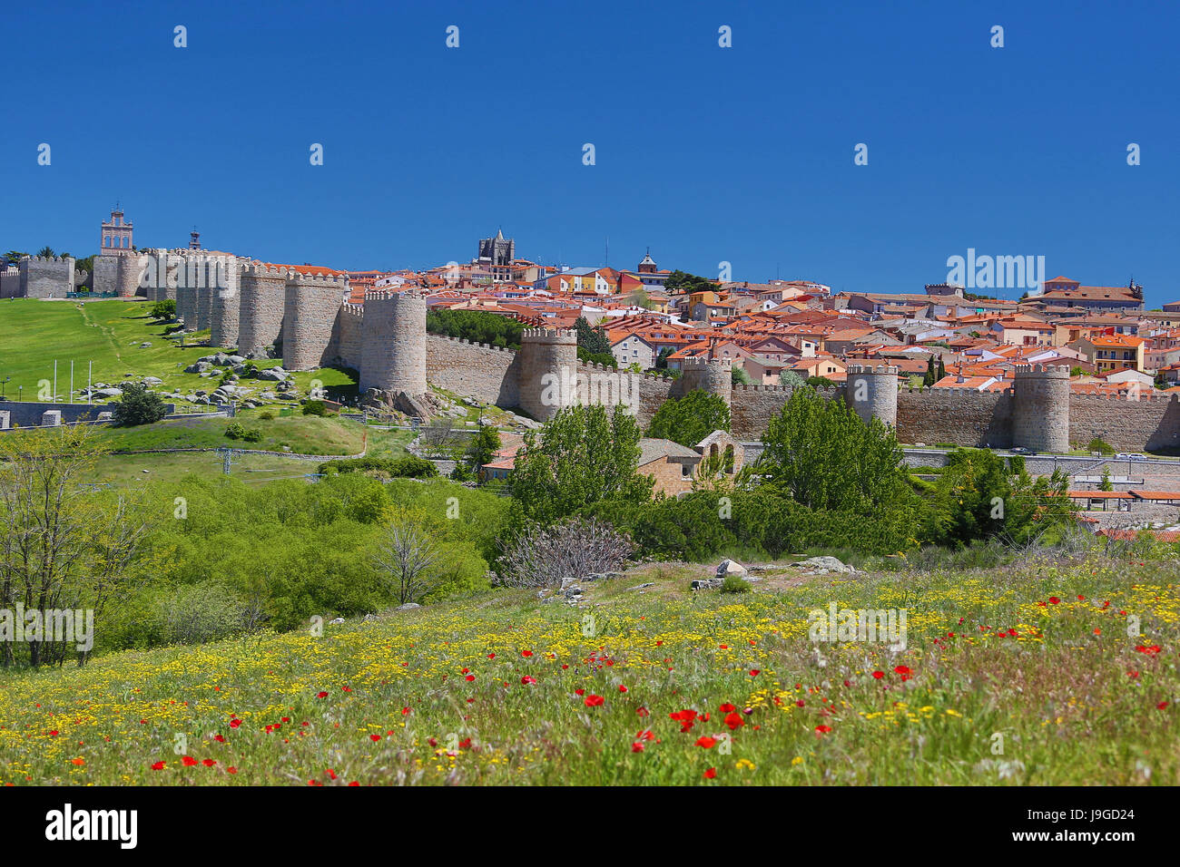 Spain, Castilla Leon Community, Avila City, Northern City Walls, Stock Photo