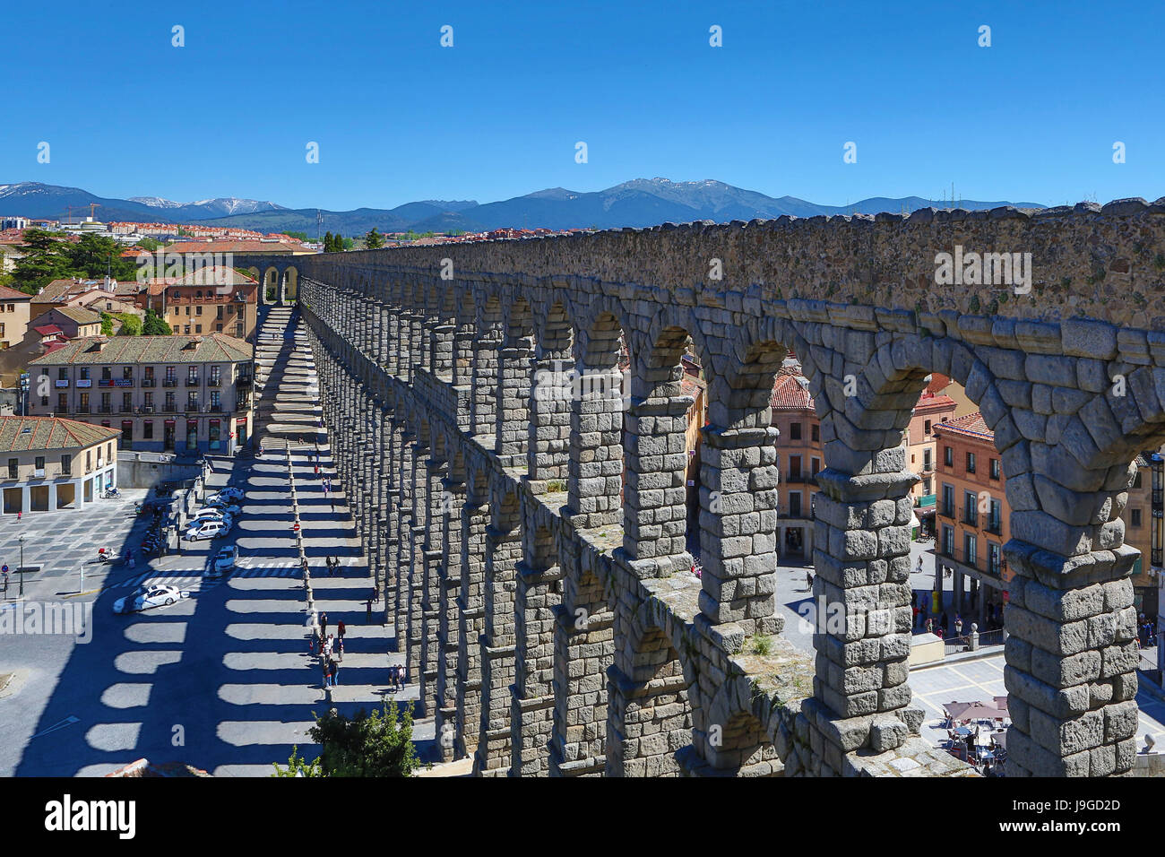 Spain, Castilla Leon Community, Segovia City, the Roman aquaduct, Stock Photo