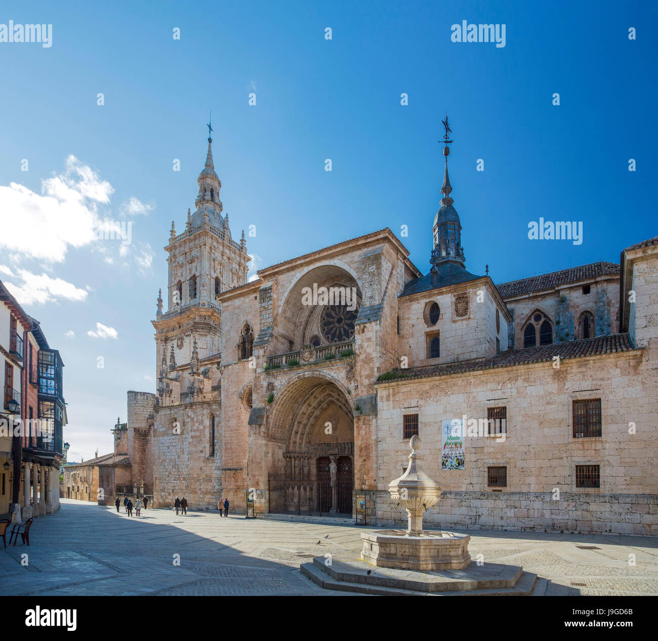 Spain, Castilla Leon Community, Soria Province, Burgo de Osma City, The Cathedral, San Peter Square, Stock Photo