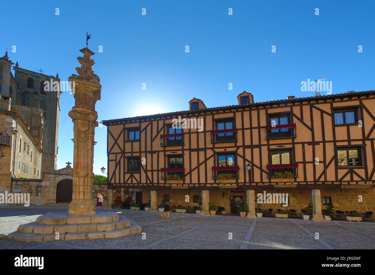 Spain, Castilla Leon Community, Burgos Province, Peñaranda de Duero City, Mayor Square, Stock Photo