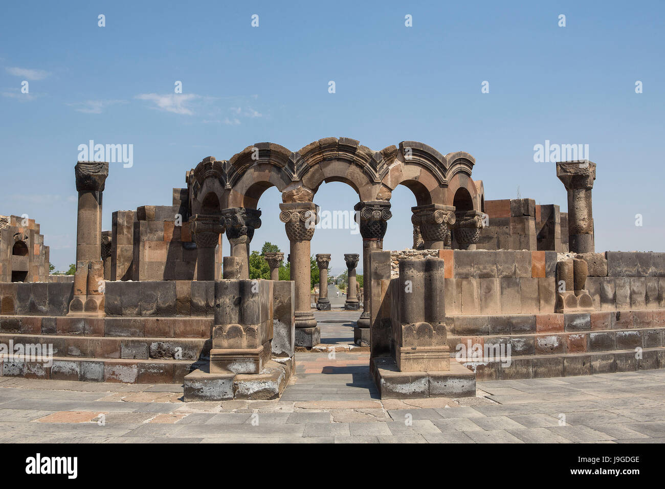 Armenia, Zvartnots City, Ruins of Zvartnots Temple, UNESCO World Heritage Site, Stock Photo