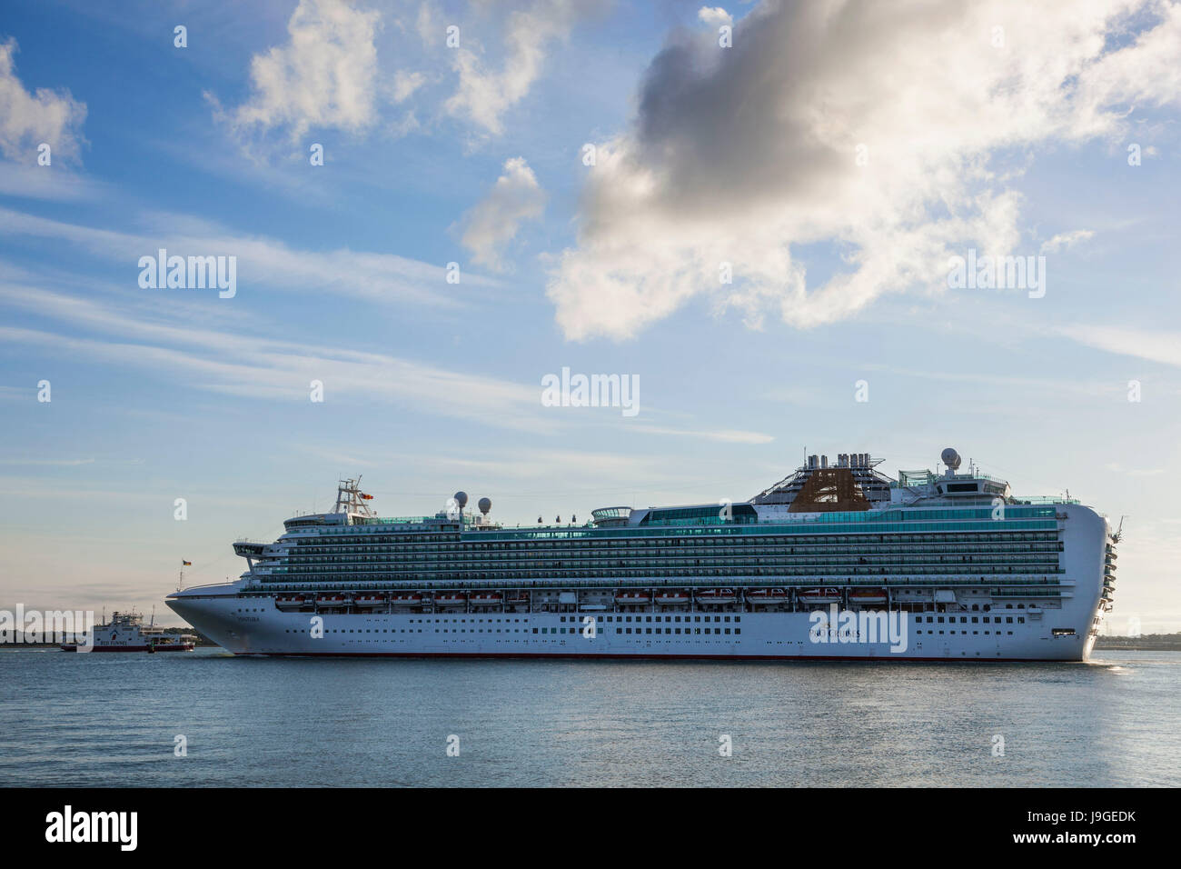 England, Hampshire, P&O Cruise Ship 'Ventura' Entering Southampton Harbour, Stock Photo