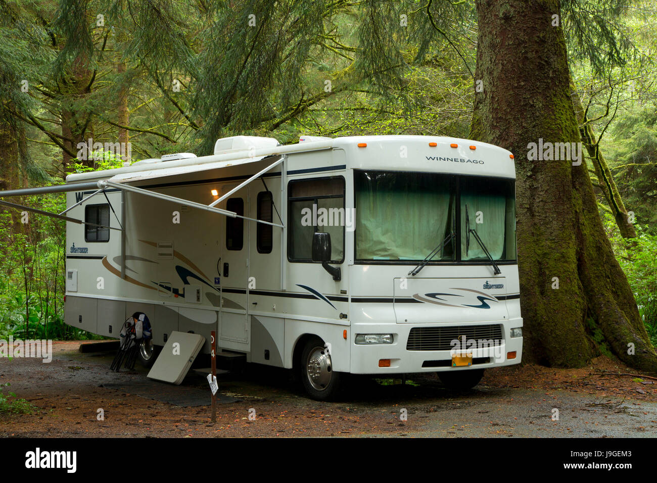 Motorhome in campground, Beverly Beach State Park, Oregon Stock Photo ...