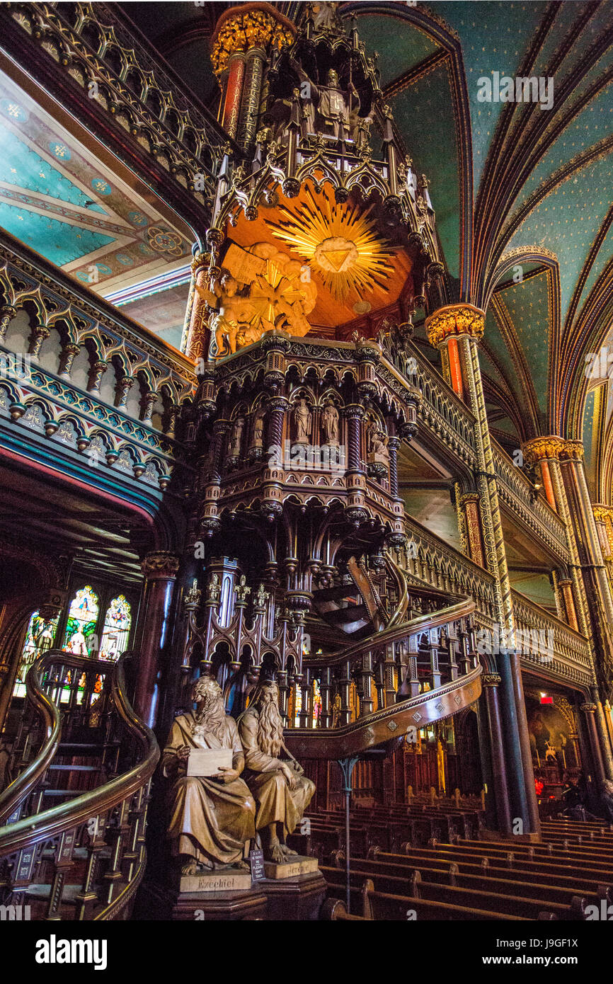 Canada, Quebec Province, Montreal City, Notre Dame Basilica, Interior Stock Photo