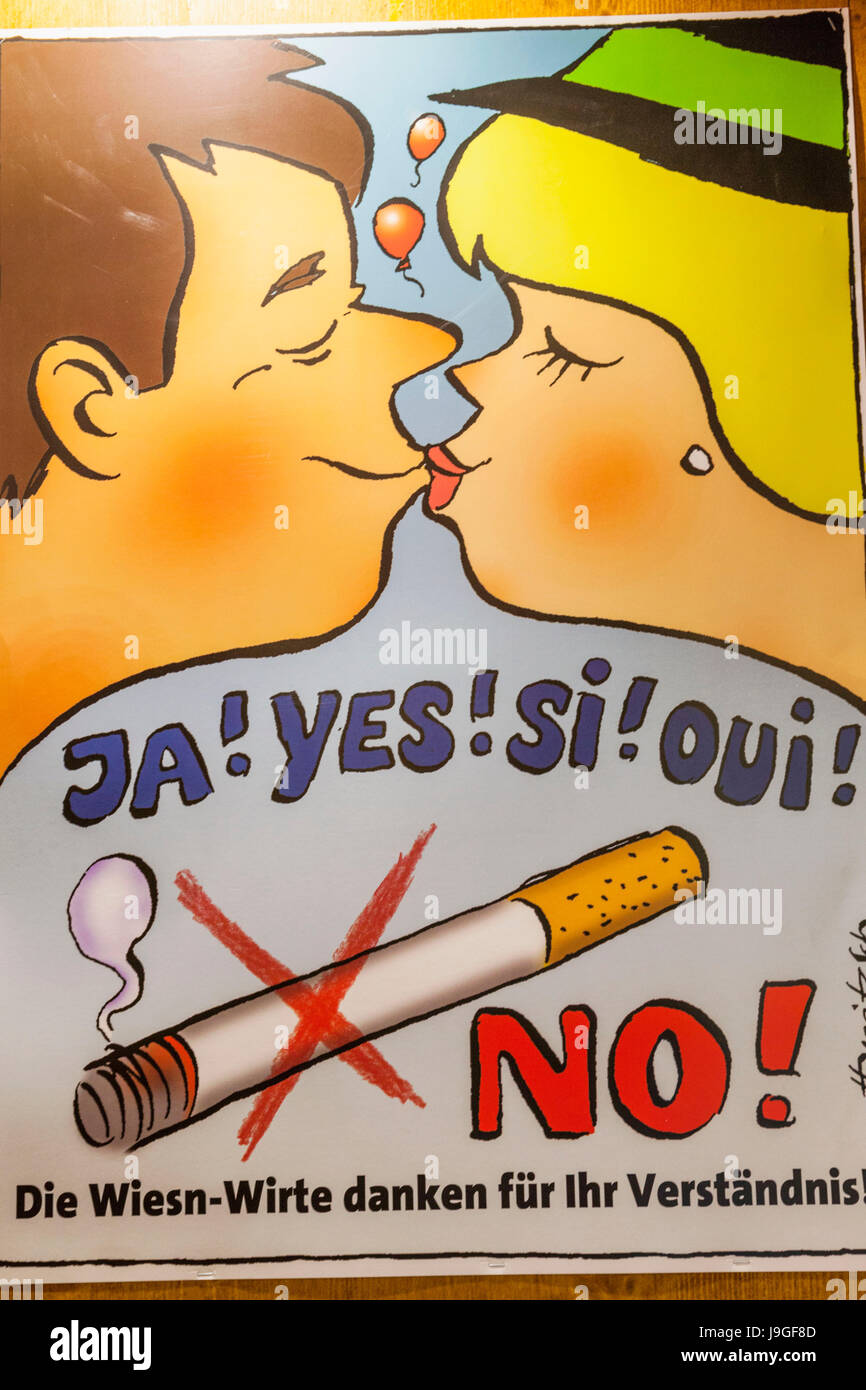 Germany, Bavaria, Munich, Oktoberfest, No Smoking Sign Stock Photo