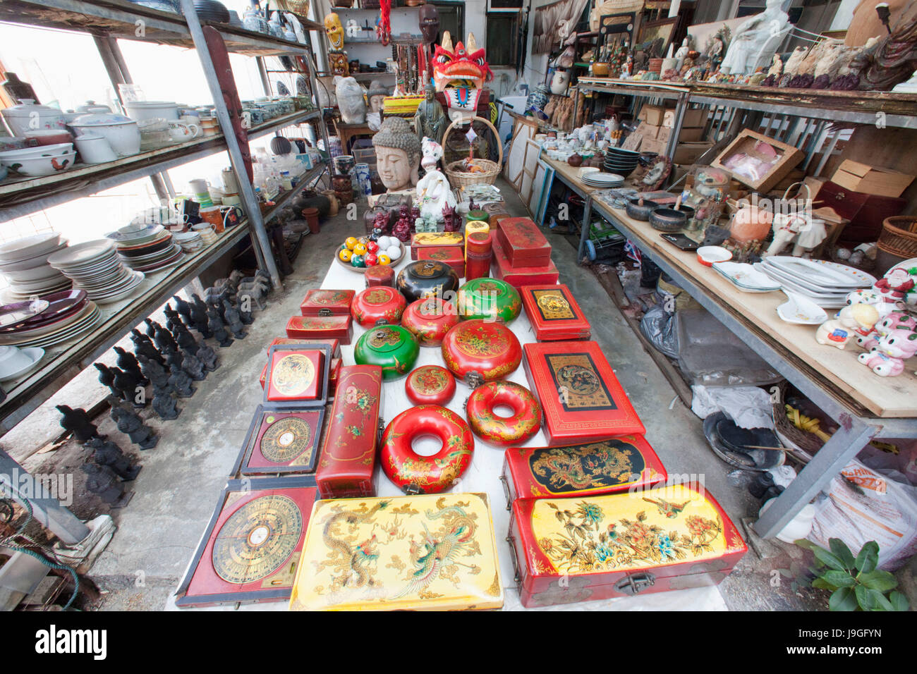 China, Hong Kong, Stanley Market, Antique Shop Stock Photo