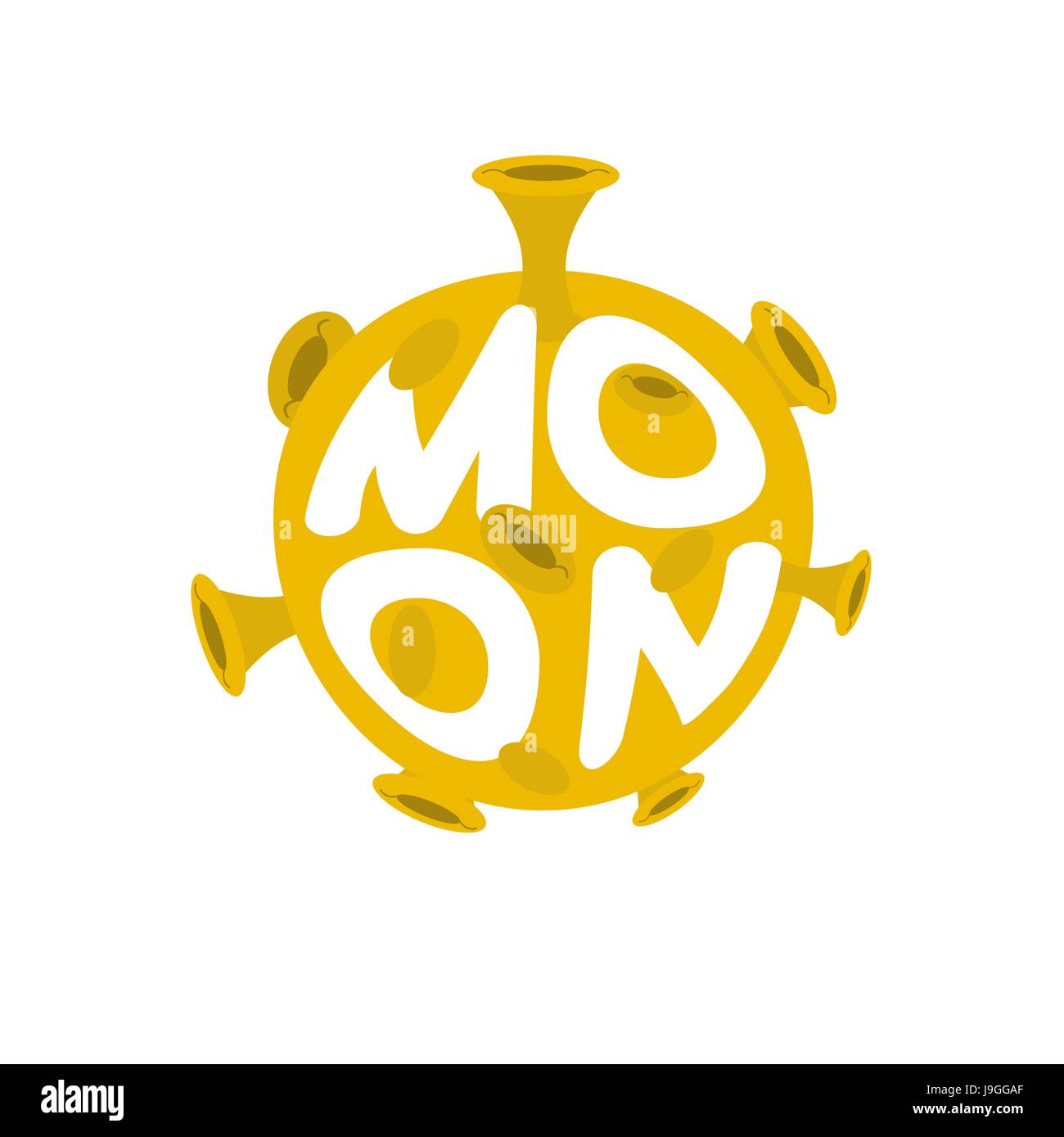Moon lettering. Yellow Planet of solar system on white background Stock ...