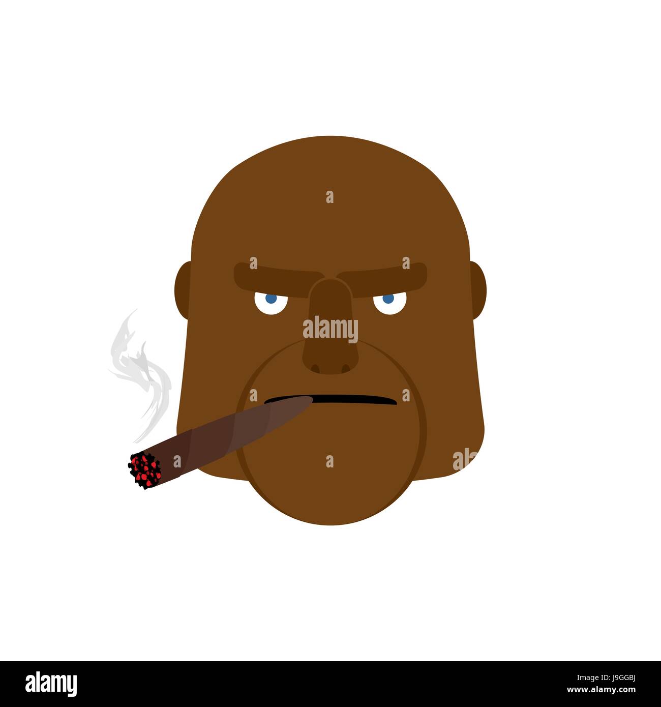Angry man with cigar. Aggressive african face Stock Vector