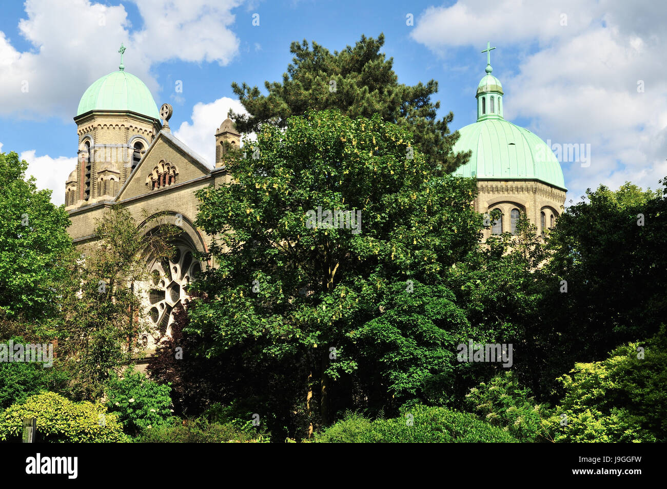 St Josephs Church, Highgate, London, from Waterlow Park Stock Photo