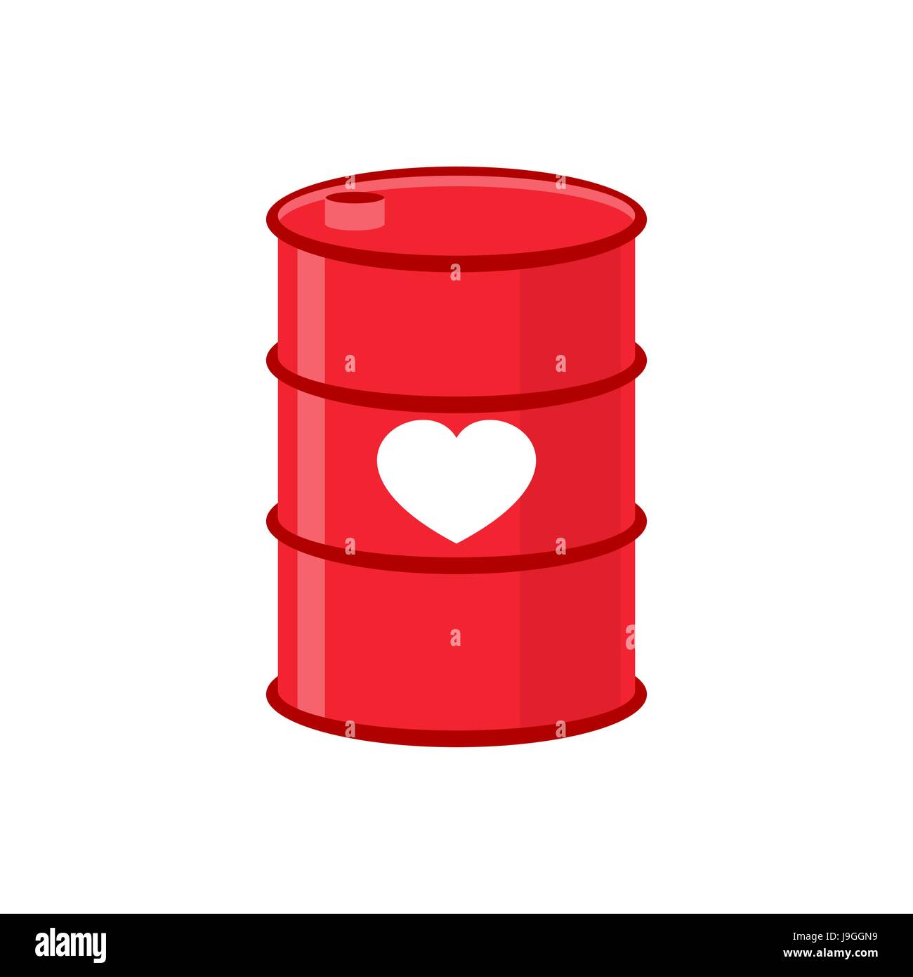 Barrel of love. Red iron barrel with  heart. Supply of love. Element for Valentines day. Stock Vector